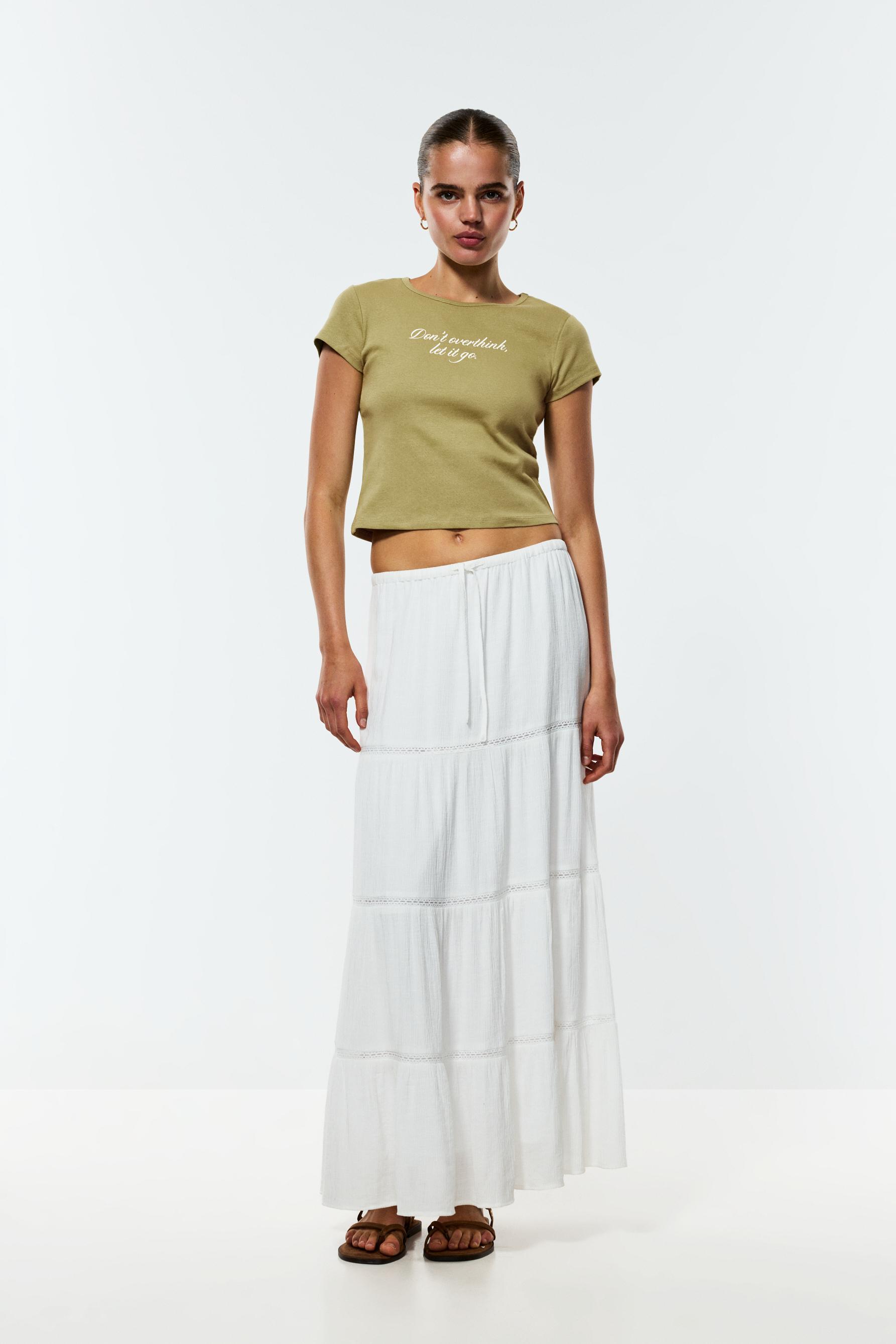 Printed Cropped T-Shirt — SAGE GREEN