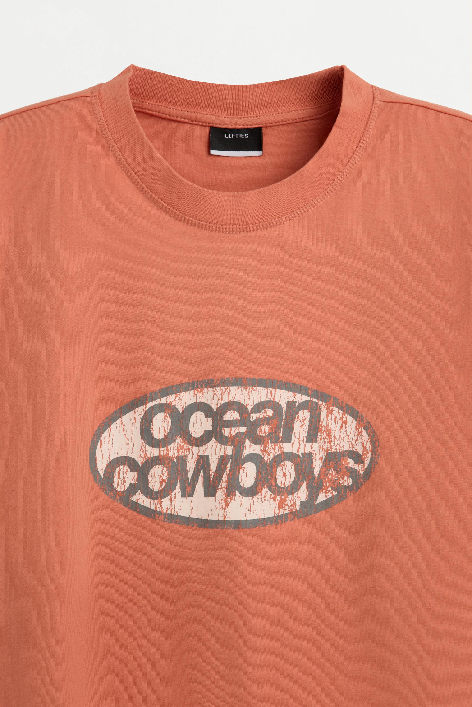 Faded effect printed T-shirt — BRIGHT CORAL