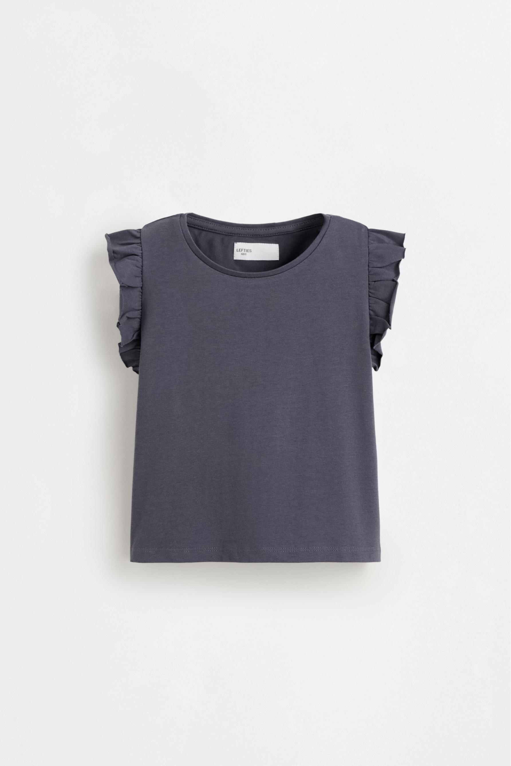 Heavy jersey ruffled T-shirt — BLUE GREY