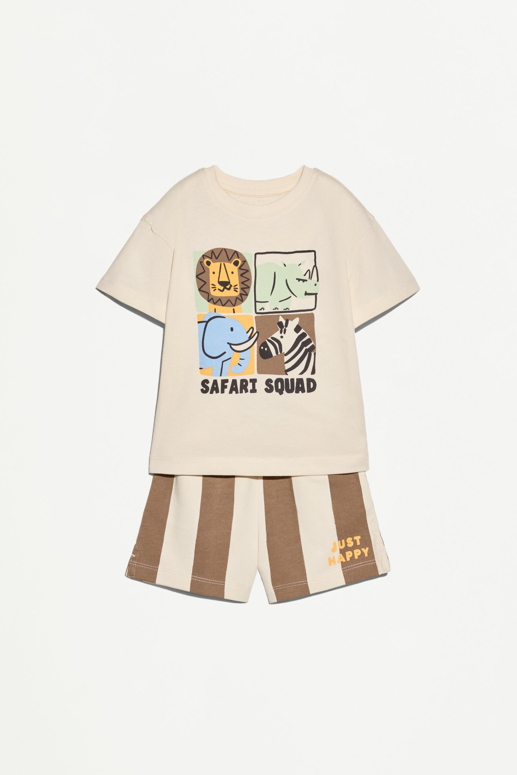 Set camiseta y bermuda estampadas