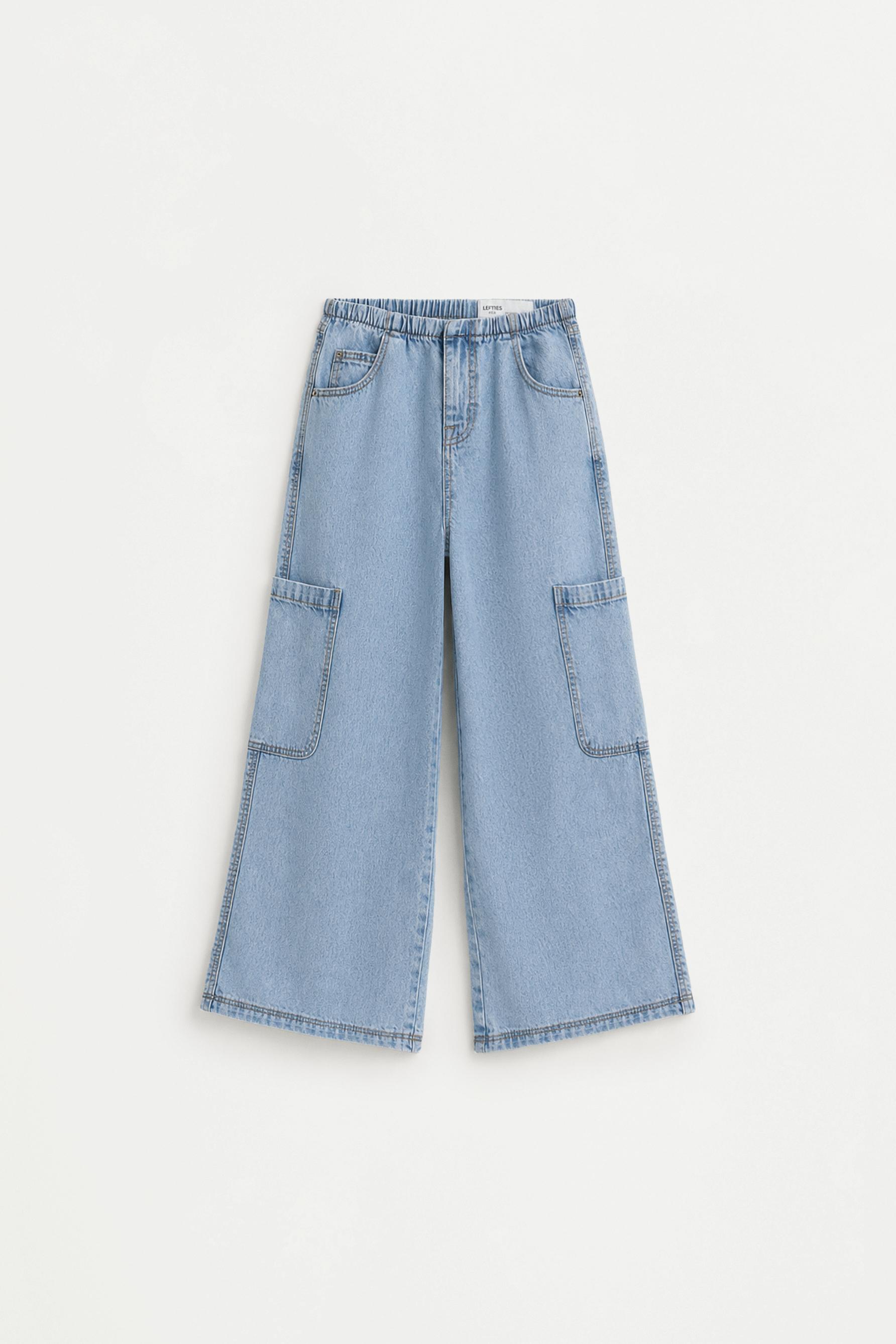 Wide-leg cargo jeans — PALE BLUE