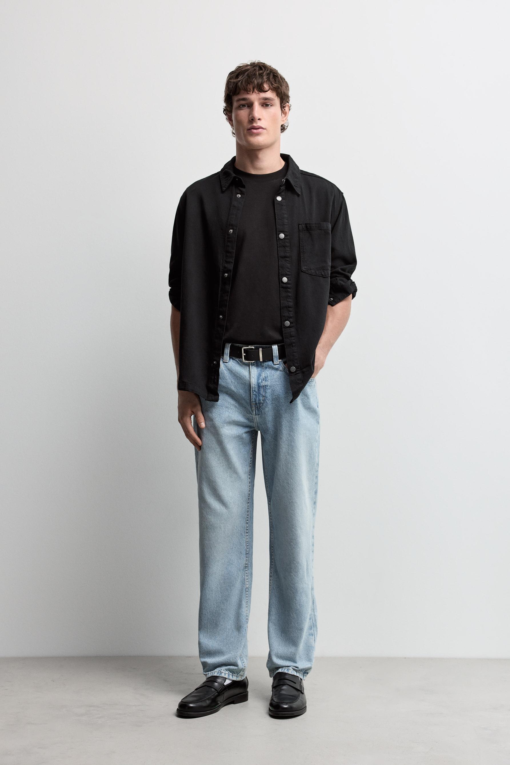 Lightweight denim overshirt — BLACK