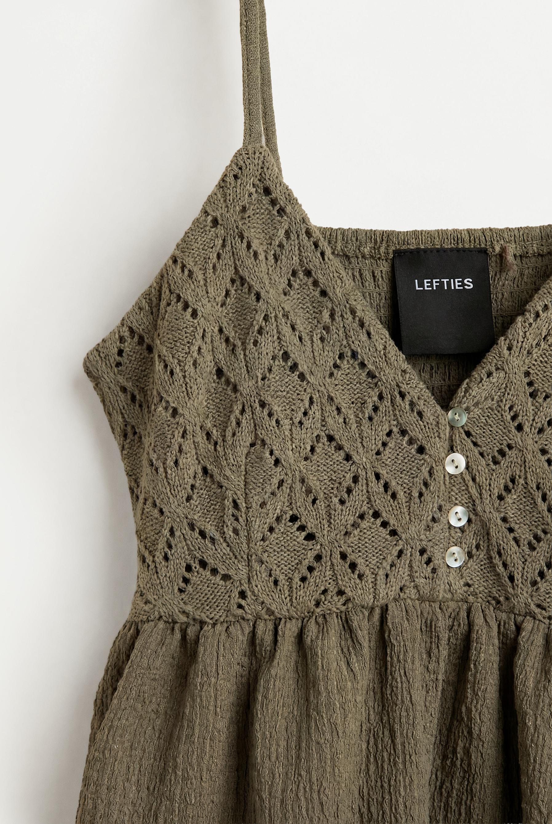 Crochet-effect top — PALE KHAKI
