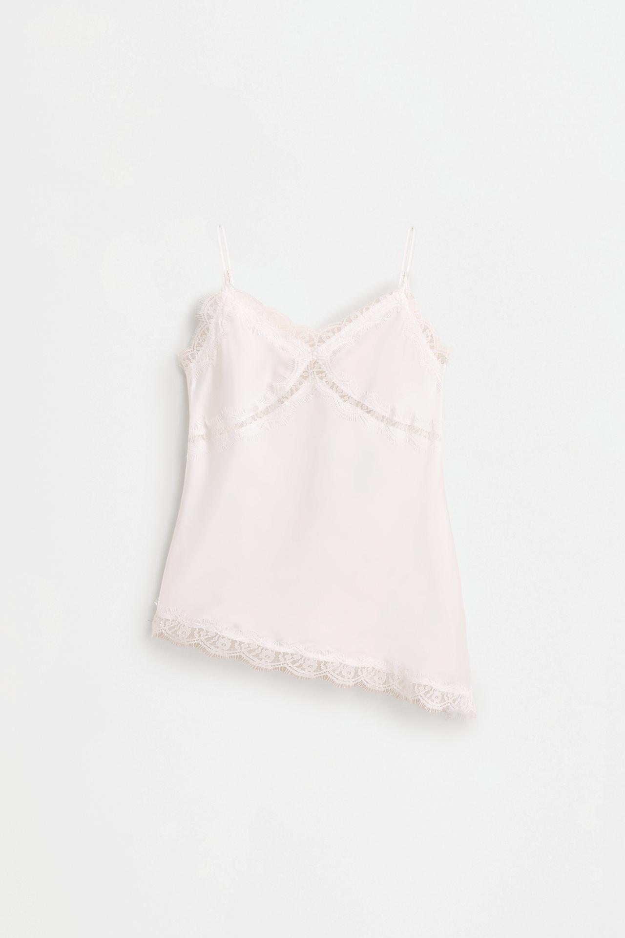Asymmetrical satin camisole — OFF WHITE