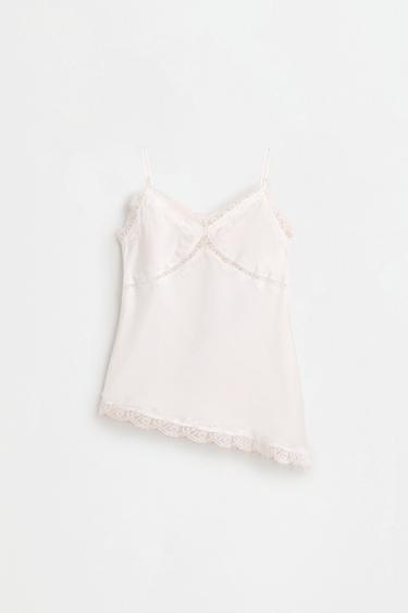 Asymmetrical satin camisole — OFF WHITE 6
