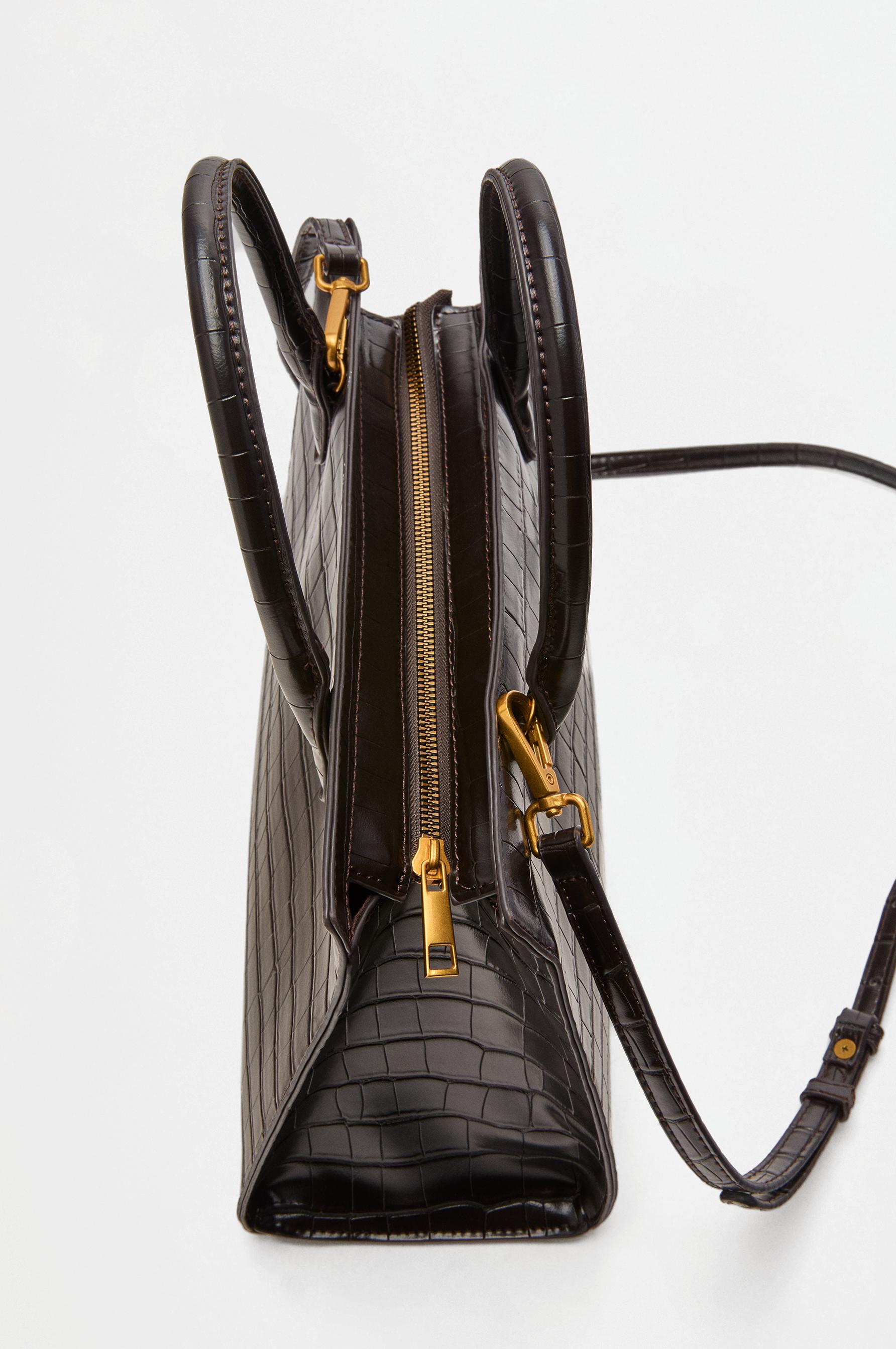 Croc-effect handbag — BROWN
