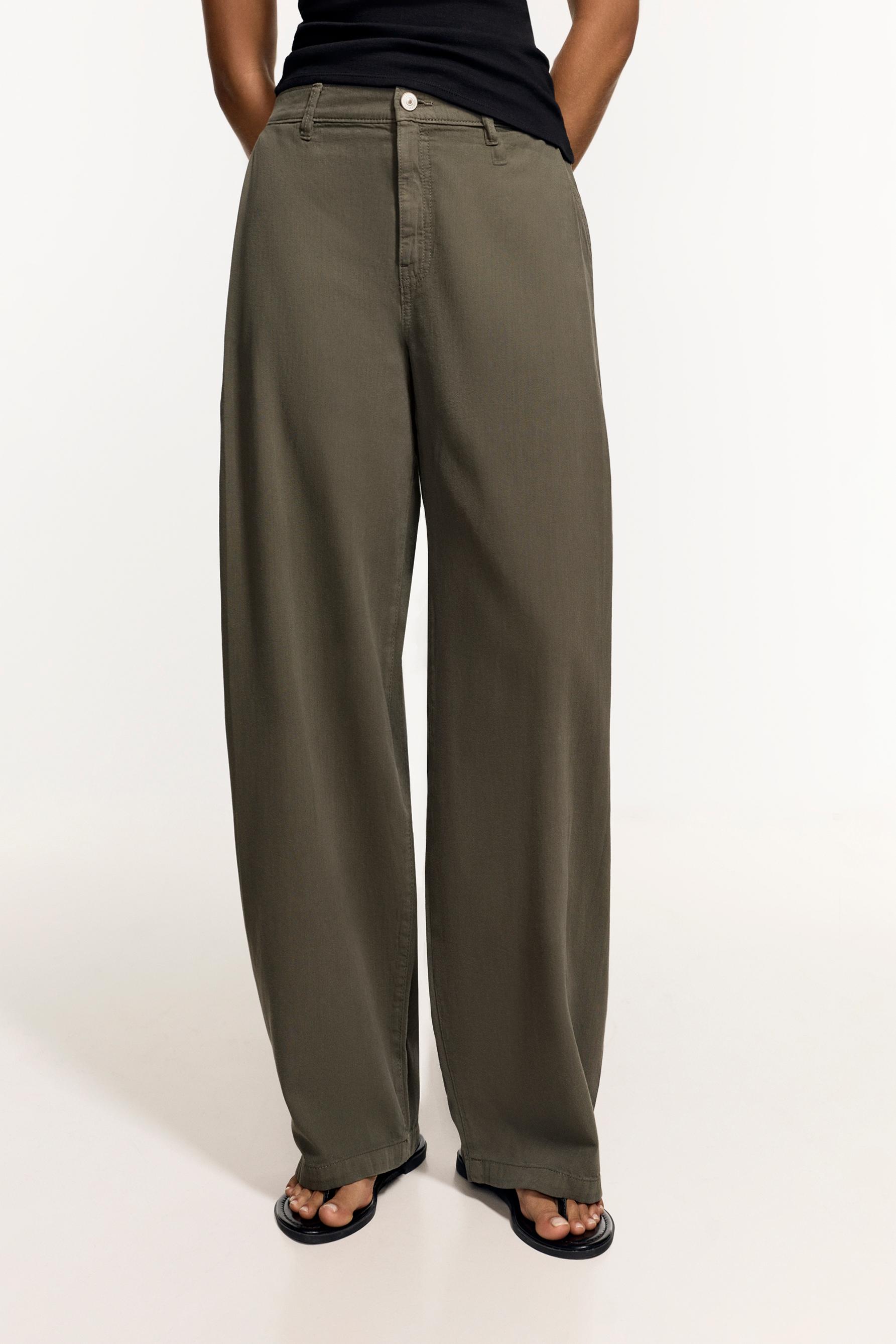 Barrel-leg darted trousers — KHAKI