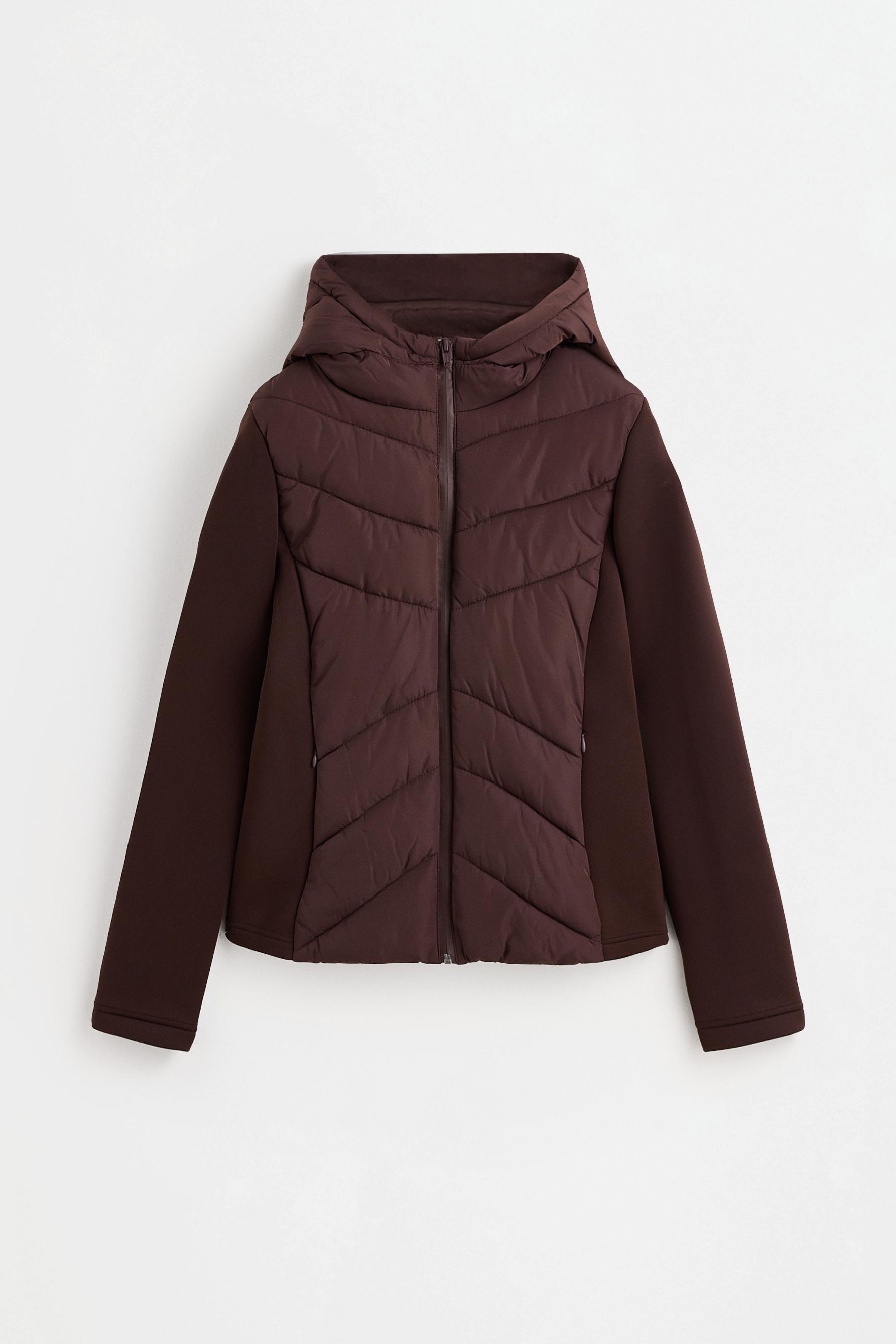 Combined quilted jacket — CHOCOLATE