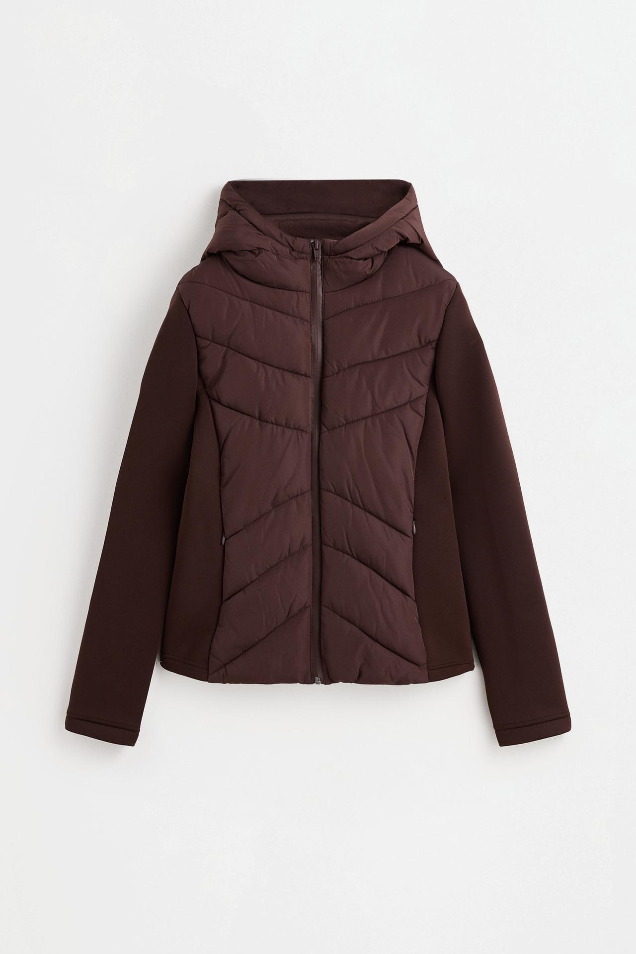 Combined quilted jacket — CHOCOLATE