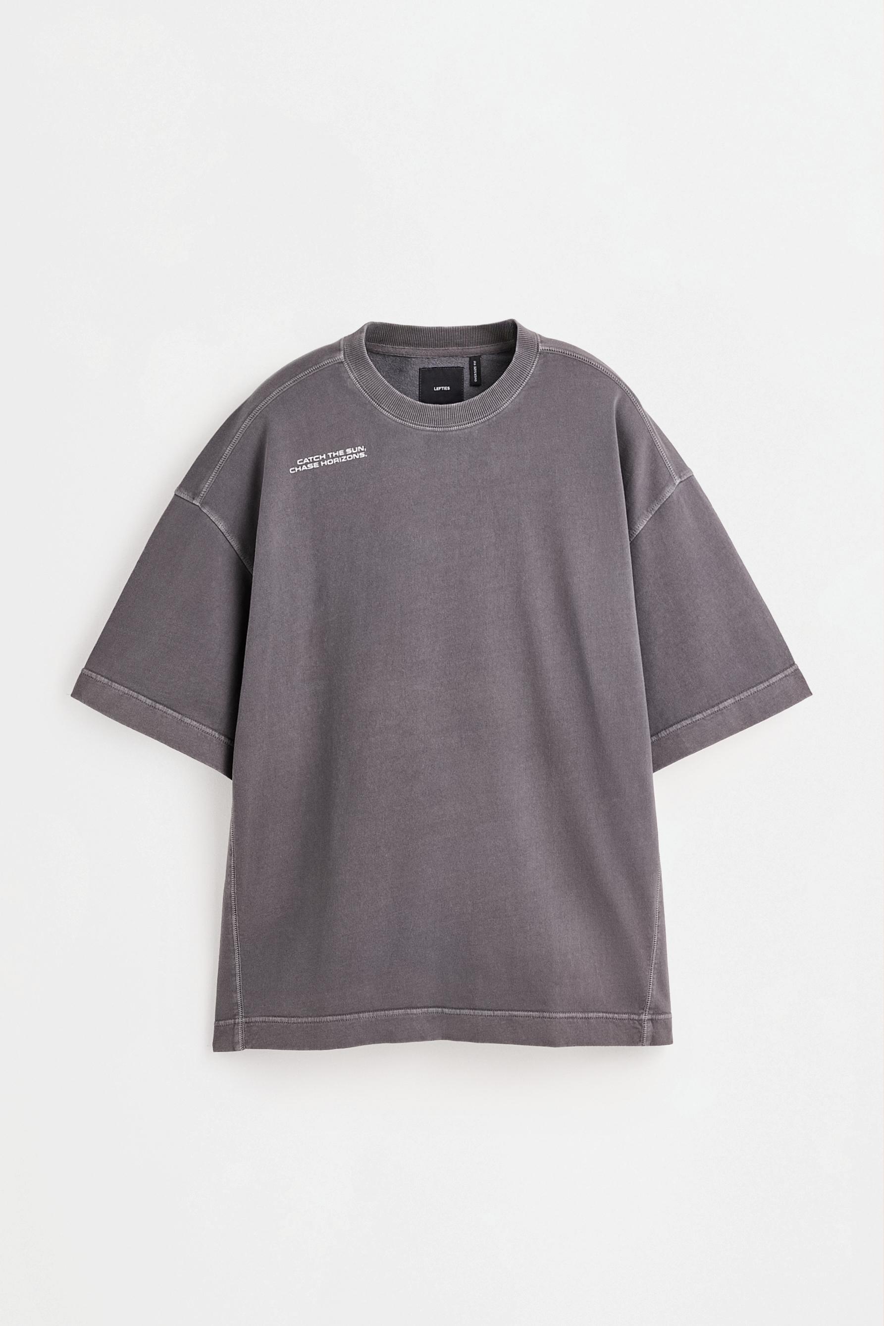 Faded-effect short sleeve sweatshirt — DARK GREY