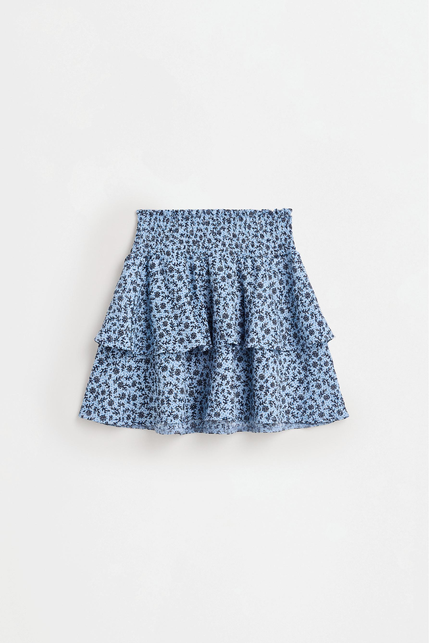 Ruffled crepe skirt — BLUE