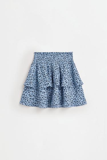 Ruffled crepe skirt — BLUE 2