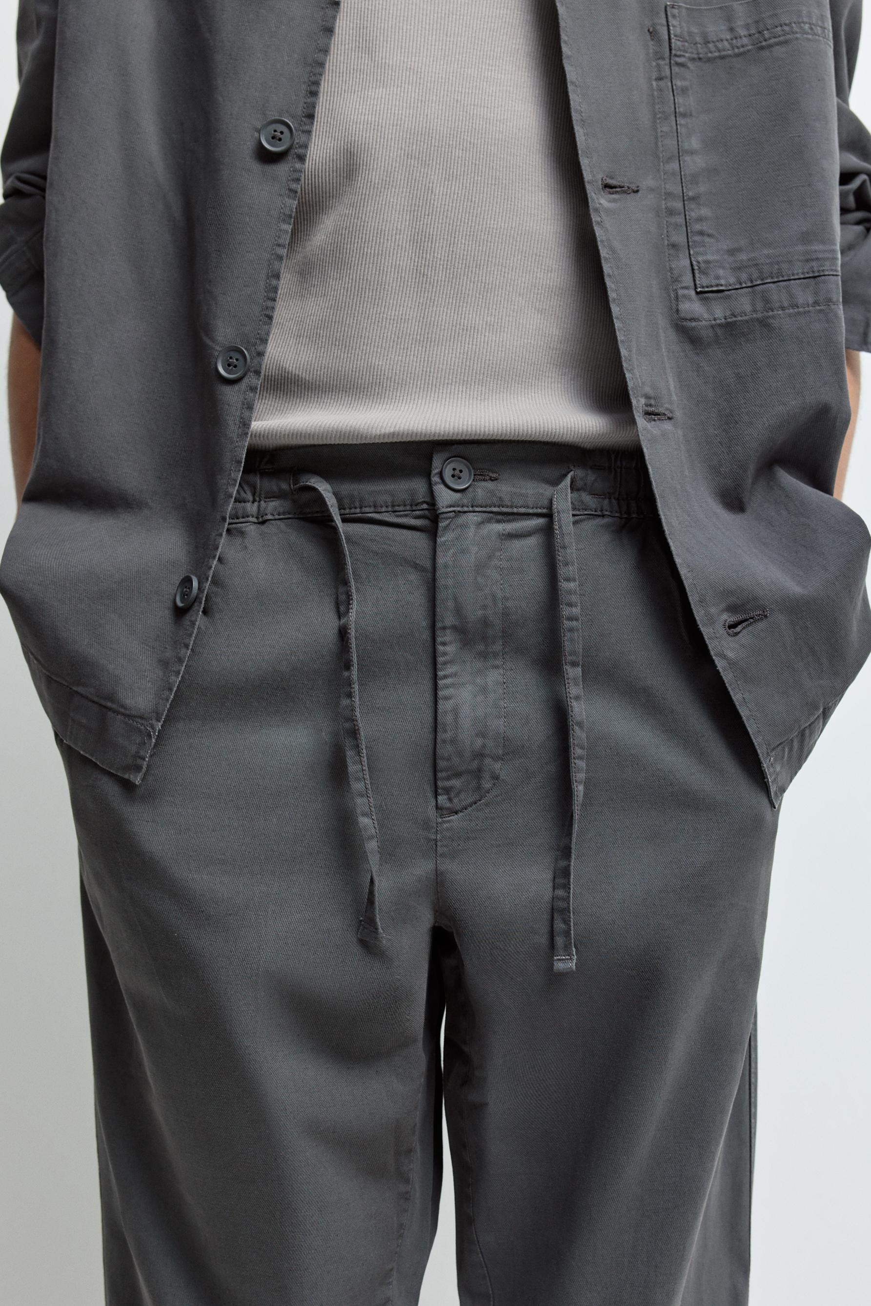 Linen blend joggers — ANTHRACITE GREY