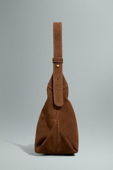 Reconstituted leather shoulder bag — CAMEL 3