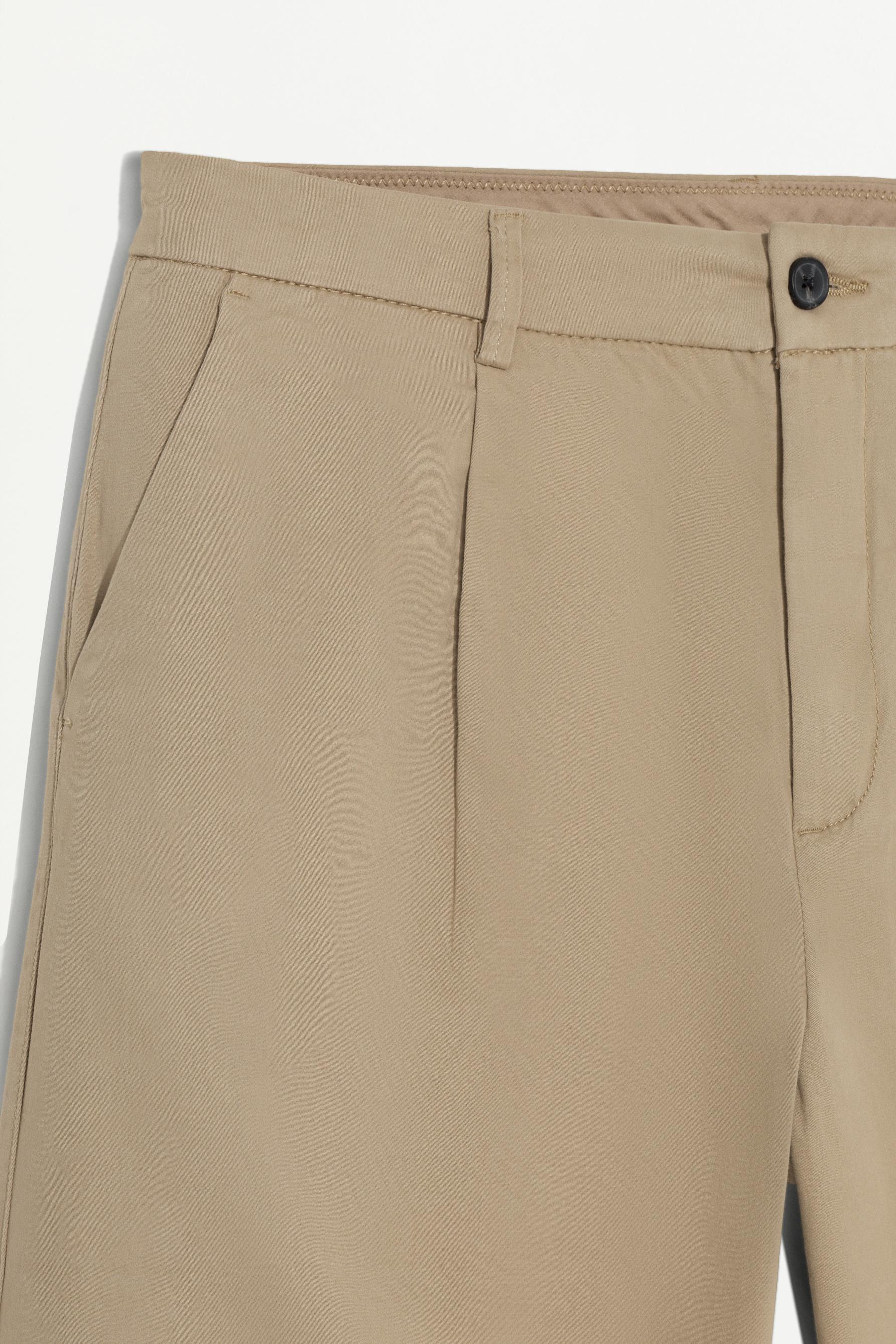 Pleated chino Bermuda shorts — SAND