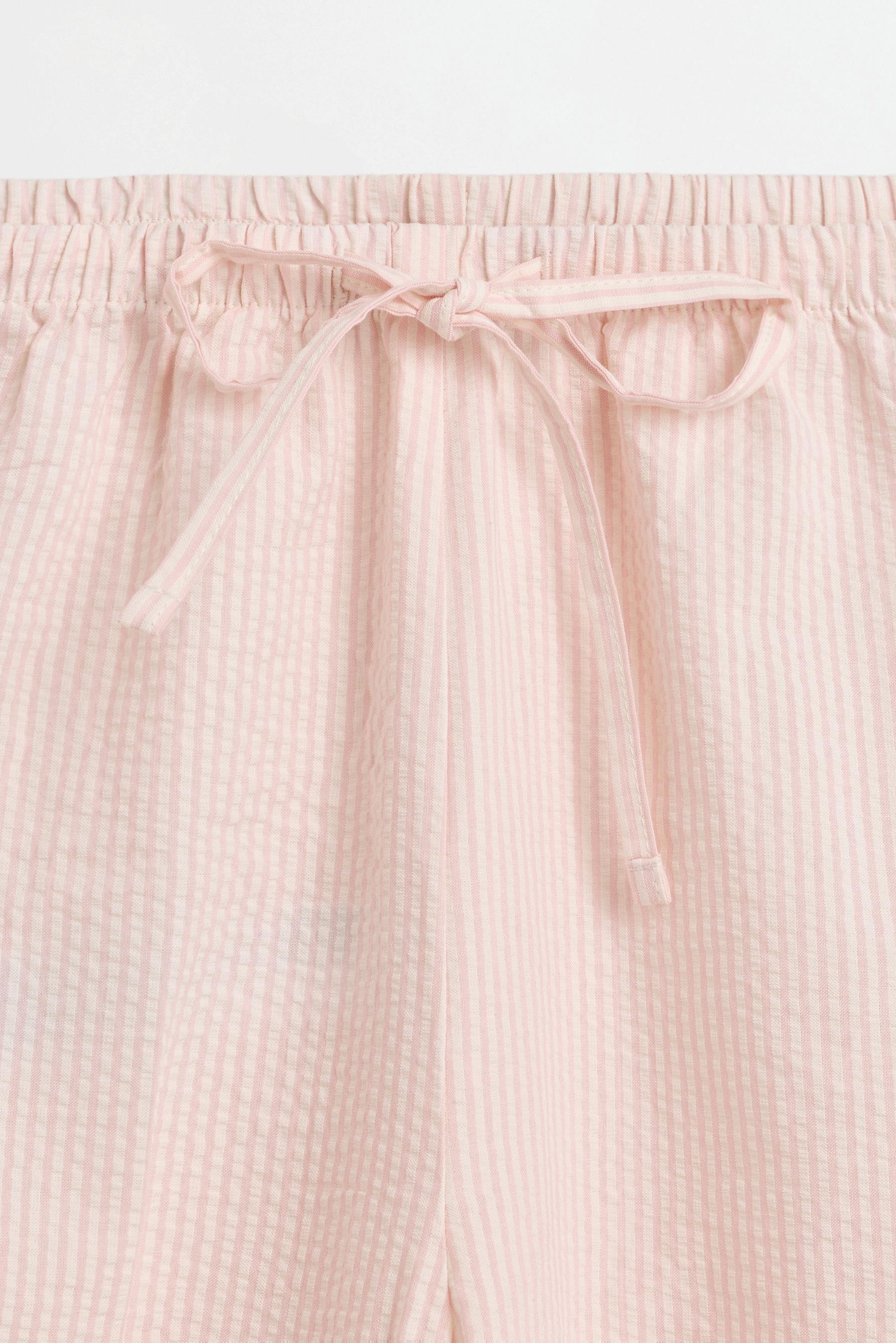 Striped seersucker pyjama bottoms — PASTEL PINK