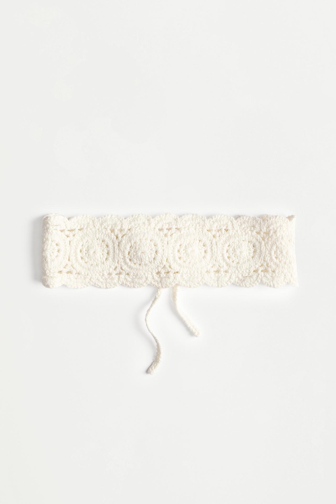 Crochet-effect headband — ECRU/WHITE