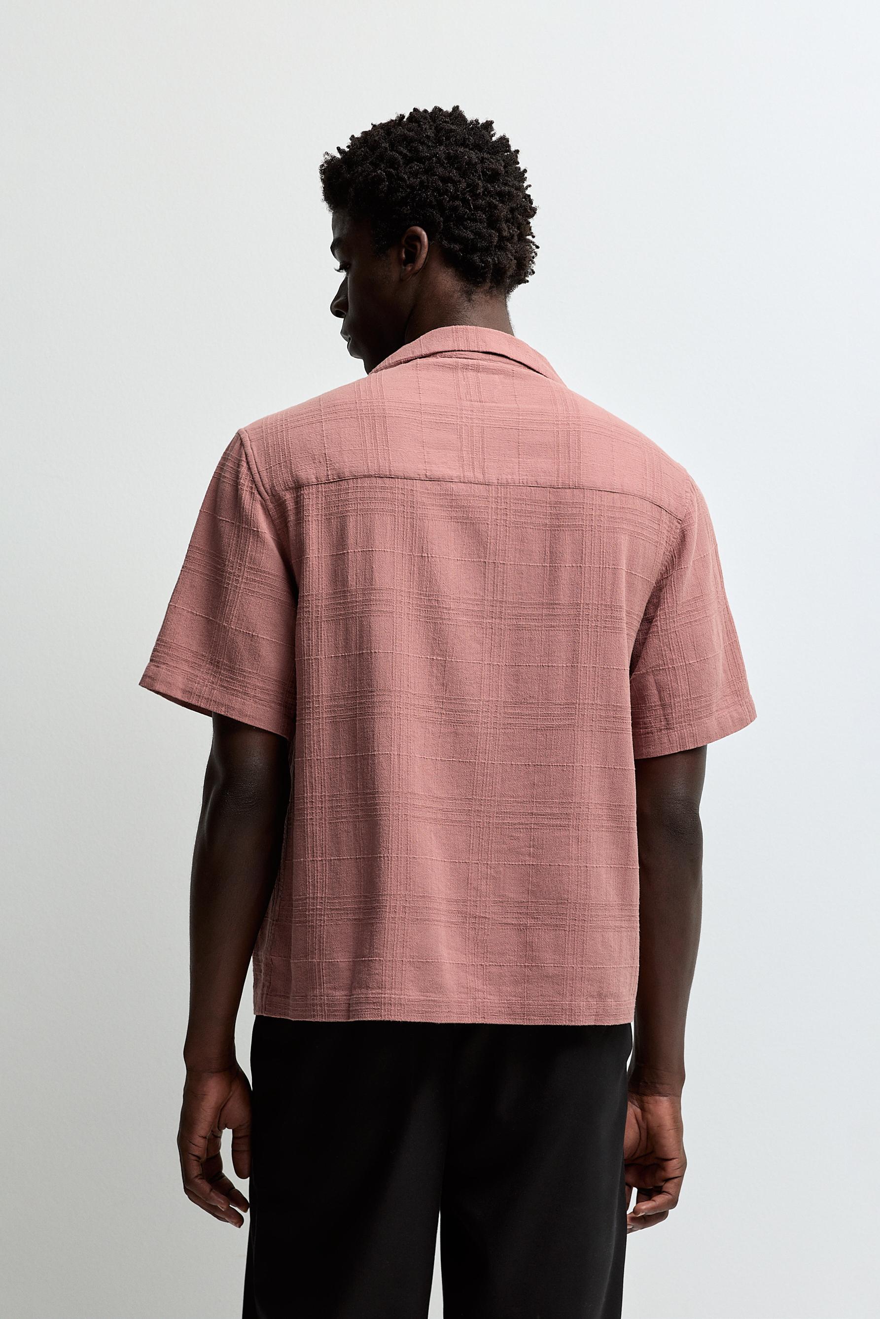 Checked short sleeve shirt — DUSTY PINK