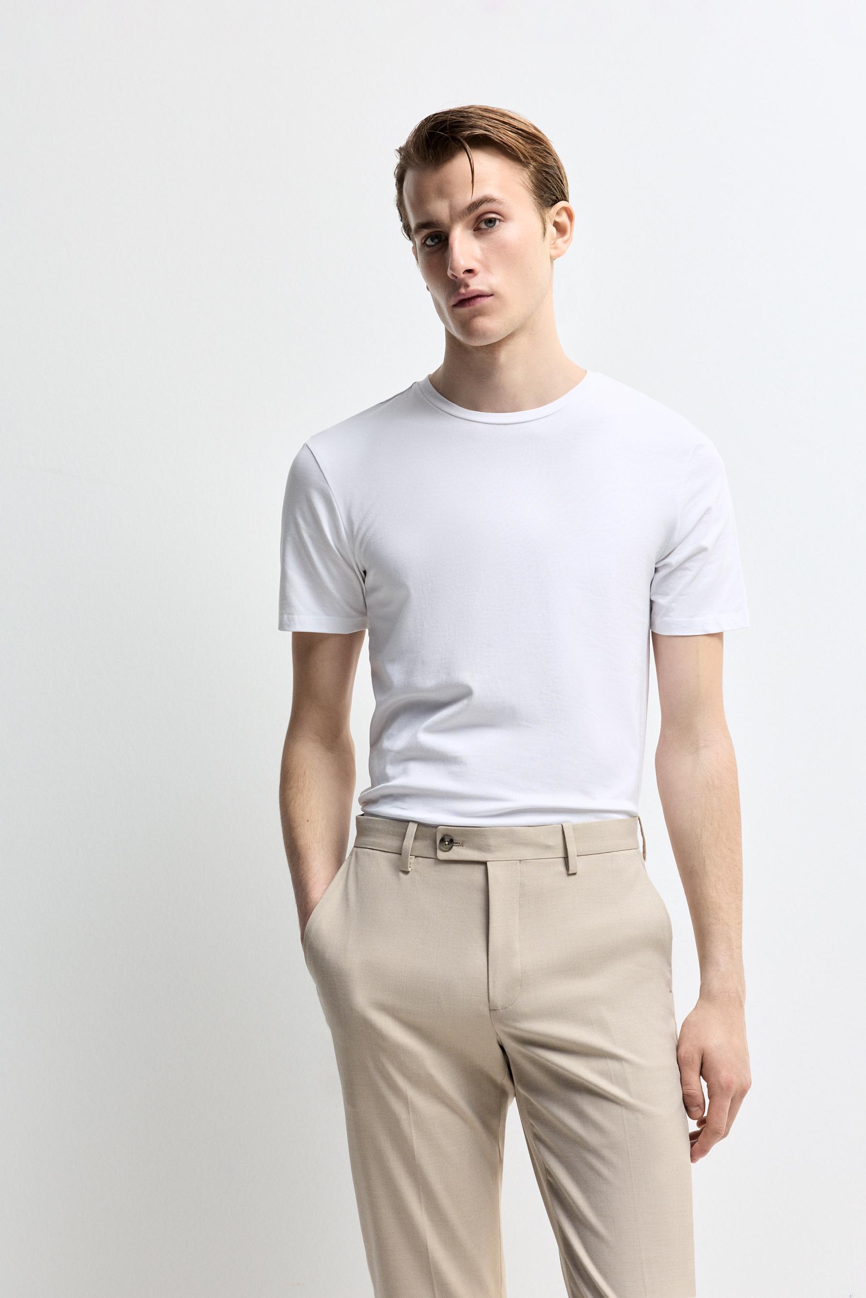 Soft slim fit T-shirt — WHITE