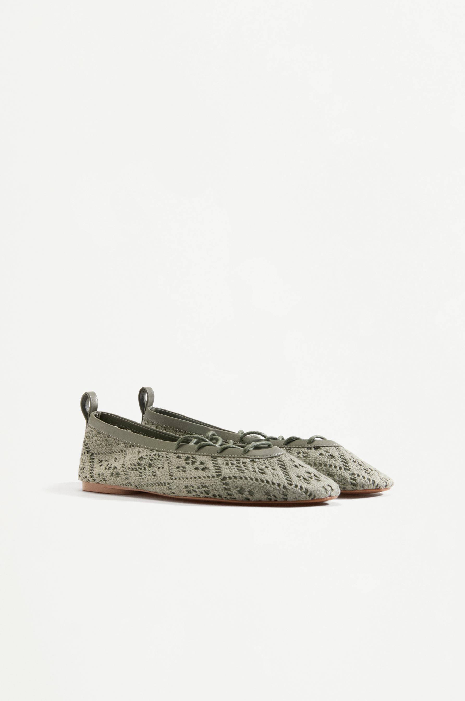 Braided effect ballet flats — KHAKI