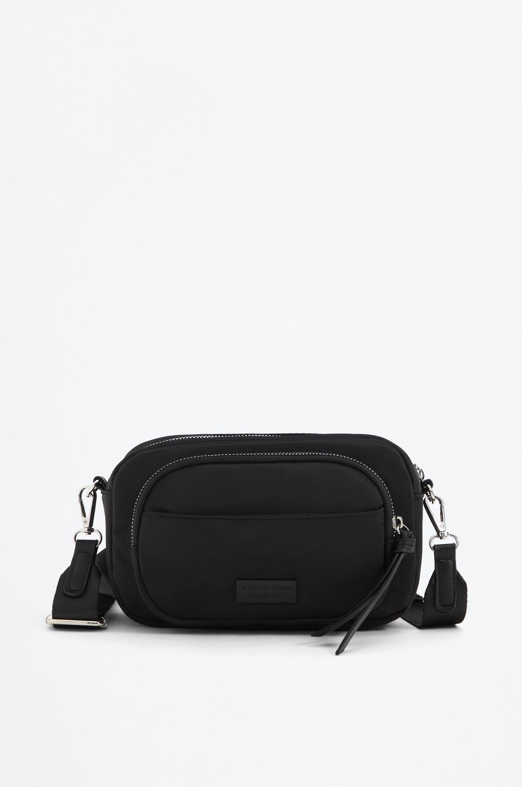 Nylon crossbody bag — BLACK