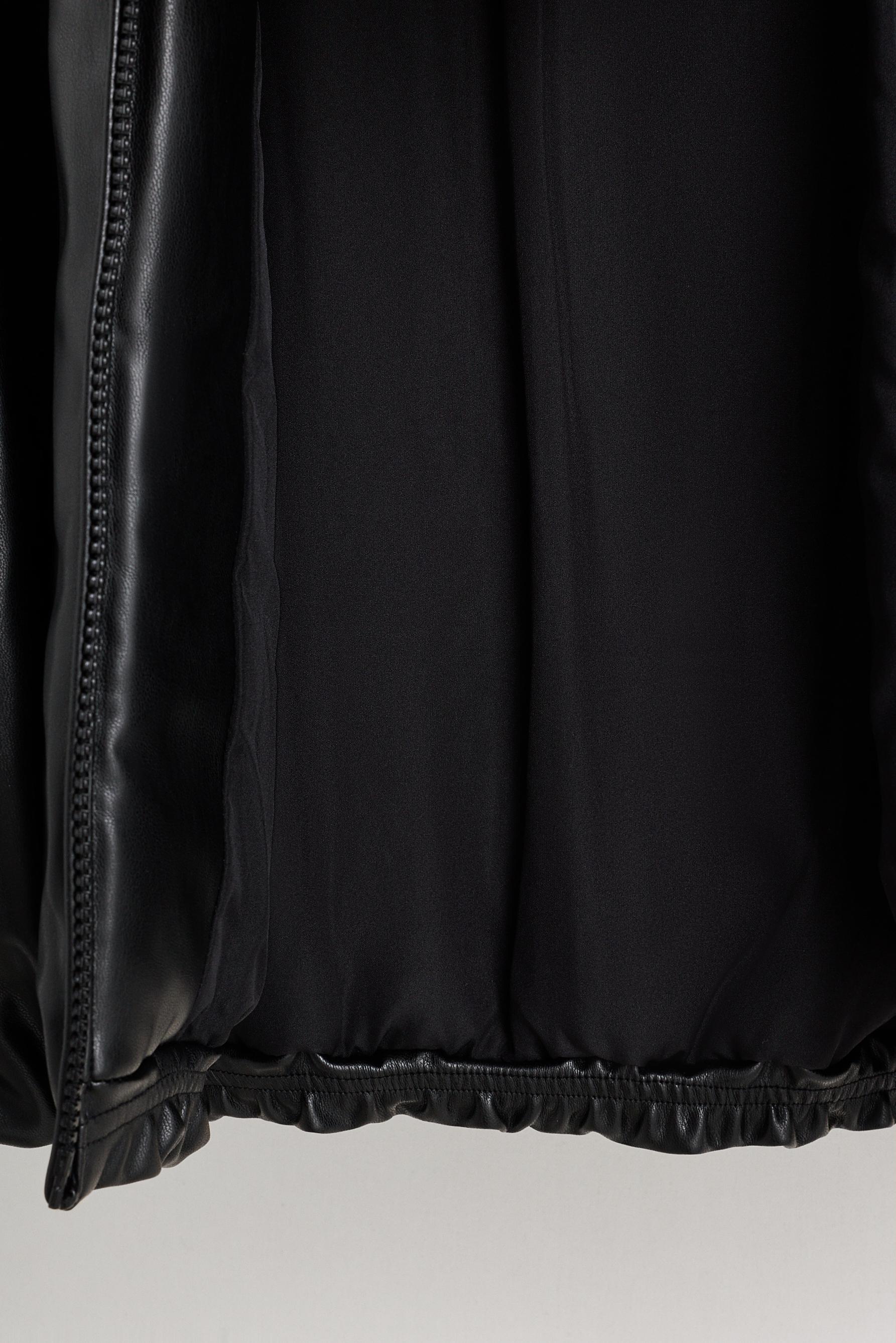Quilted leather effect jacket — BLACK
