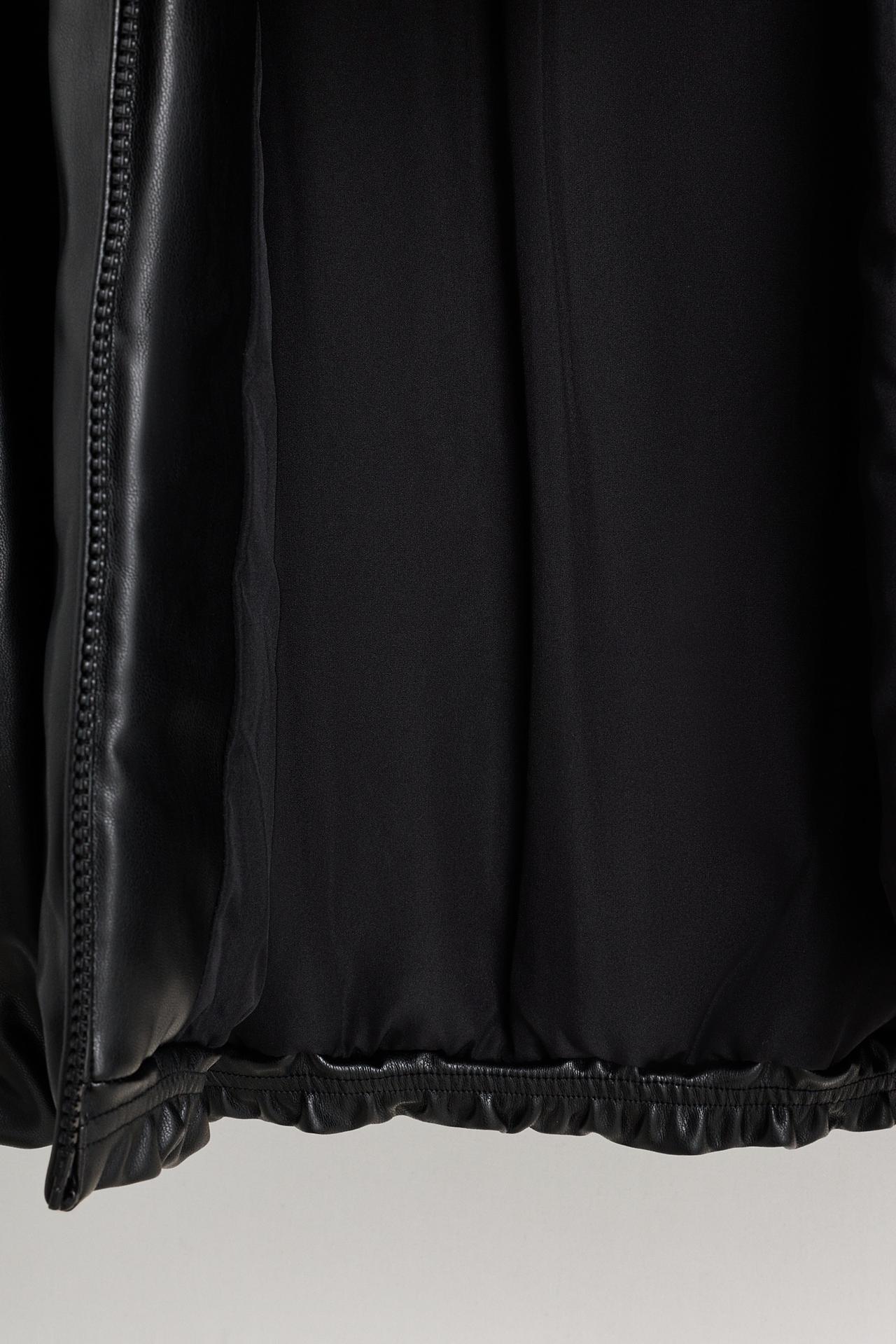 Quilted leather effect jacket — BLACK