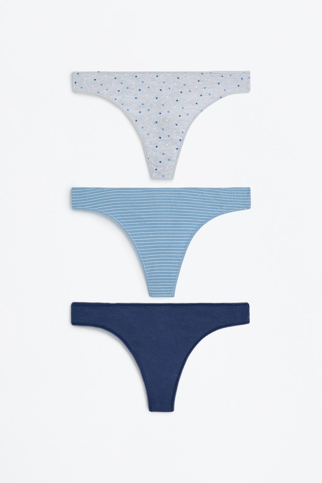 3-pack of contrast thongs