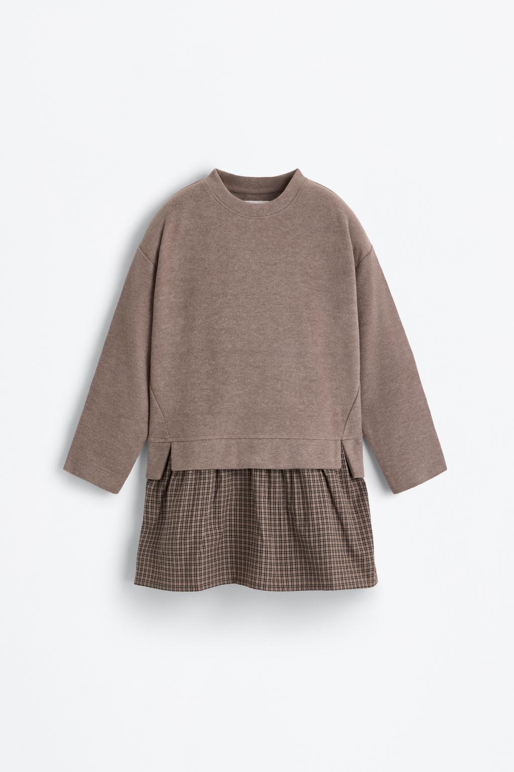 Vestido combinado de malha cortada