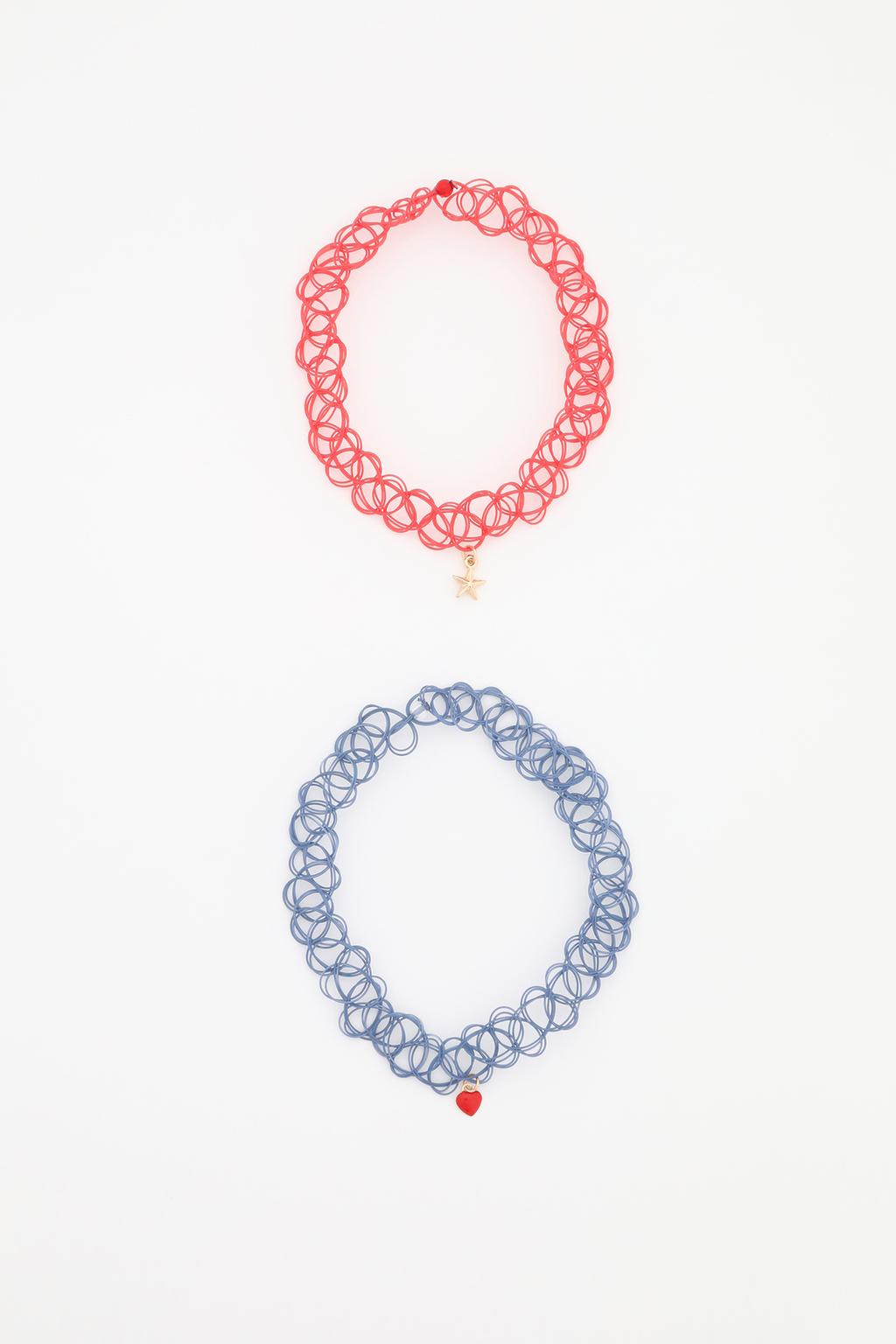 2-pack of coloured choker necklaces