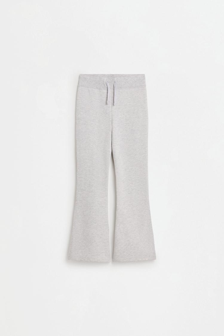 Star print fleece bell bottom leggings — PALE GREY