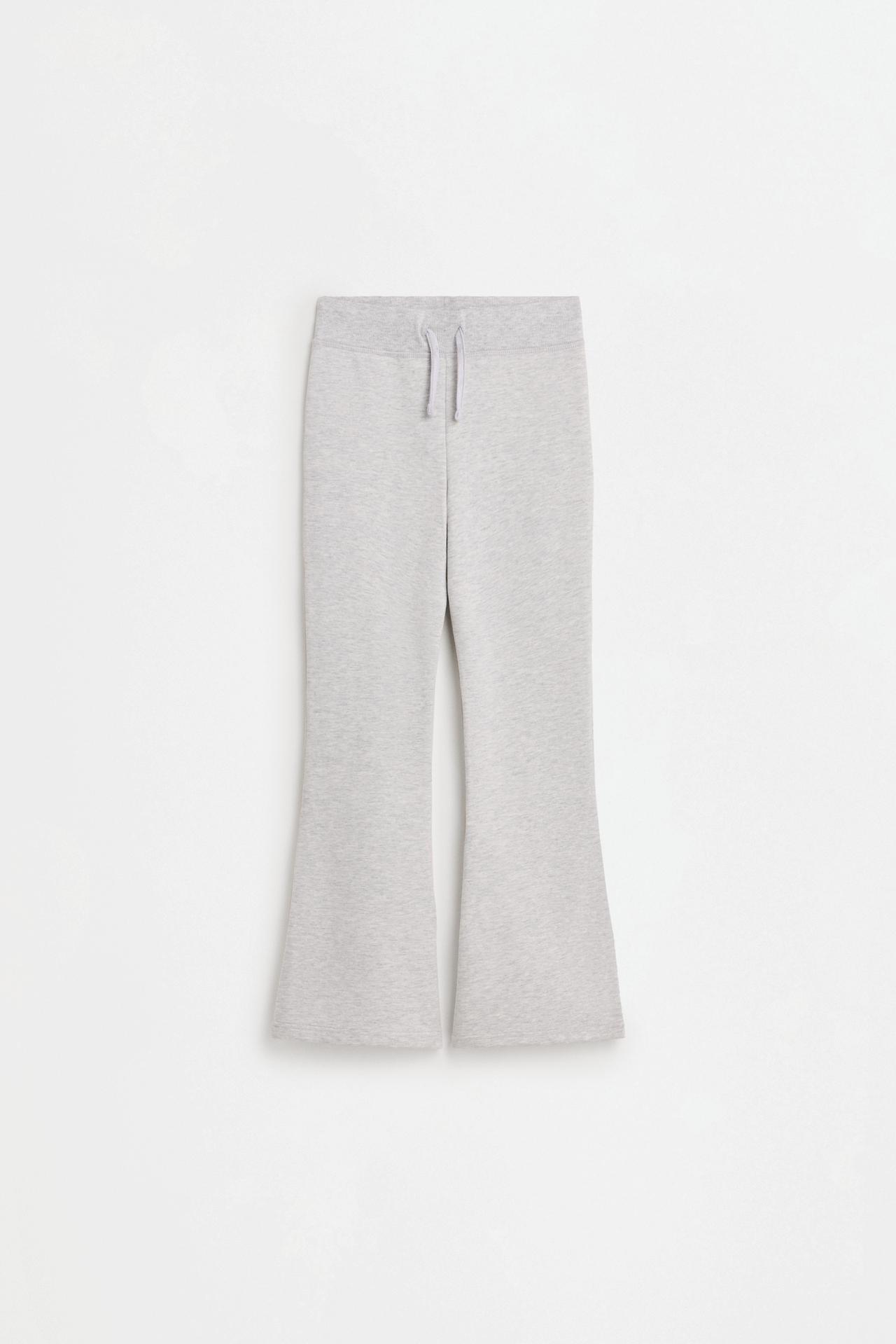 Star print fleece bell bottom leggings — PALE GREY