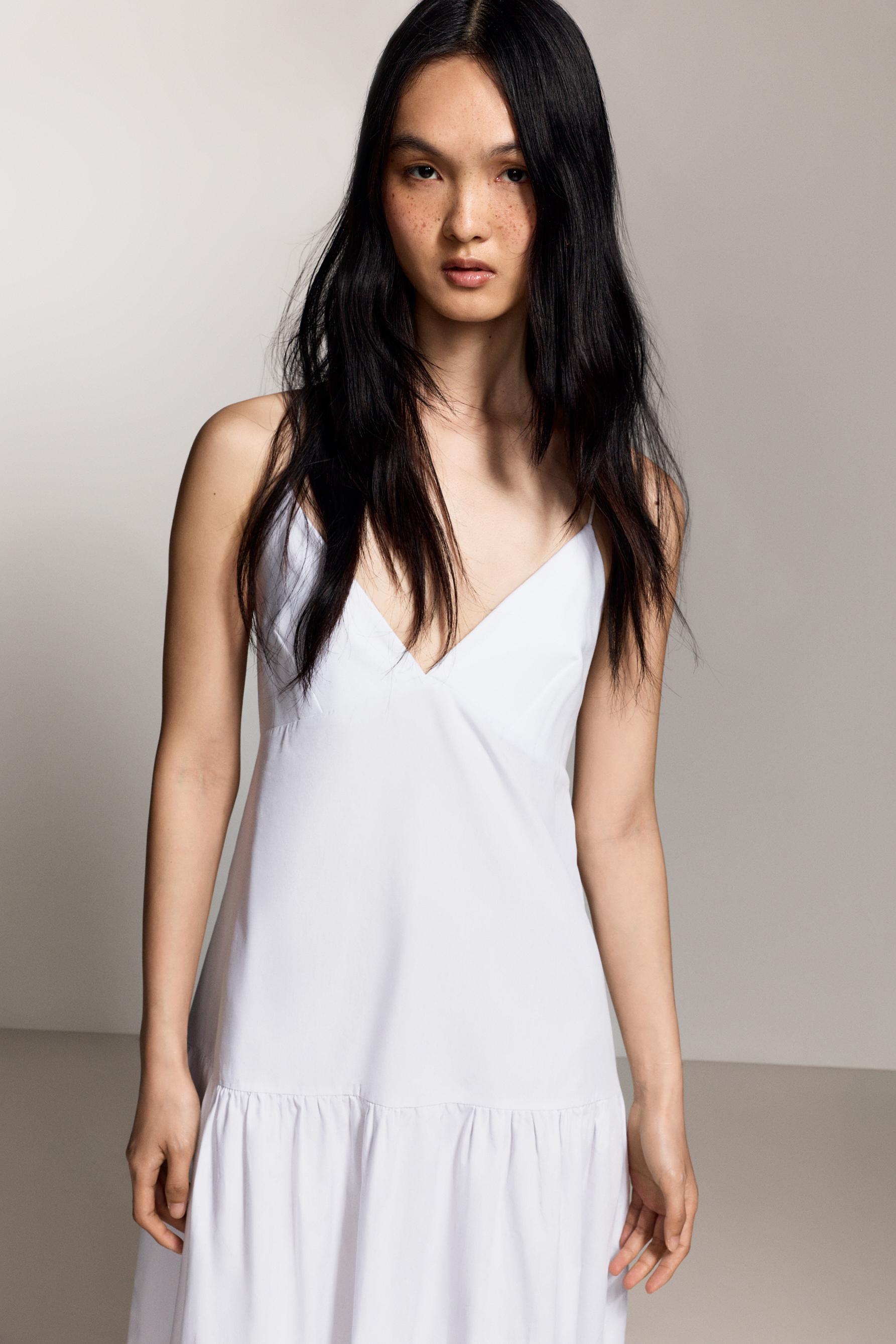Midi dress with straps — WHITE