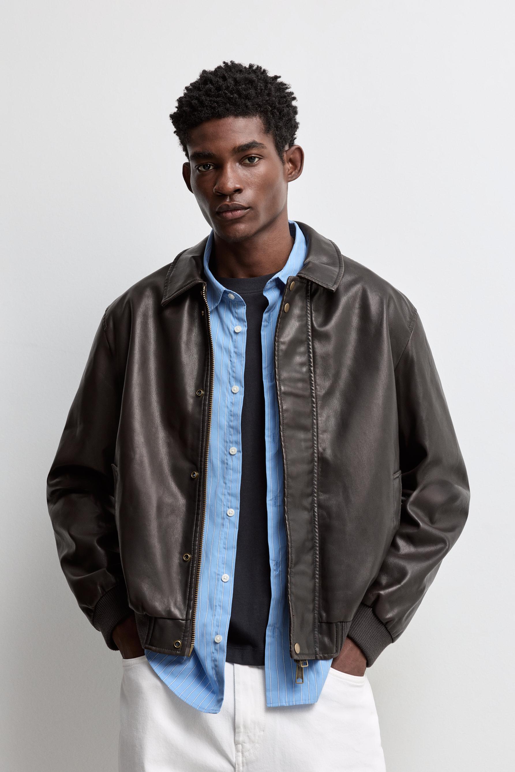 Leather effect jacket — BROWN