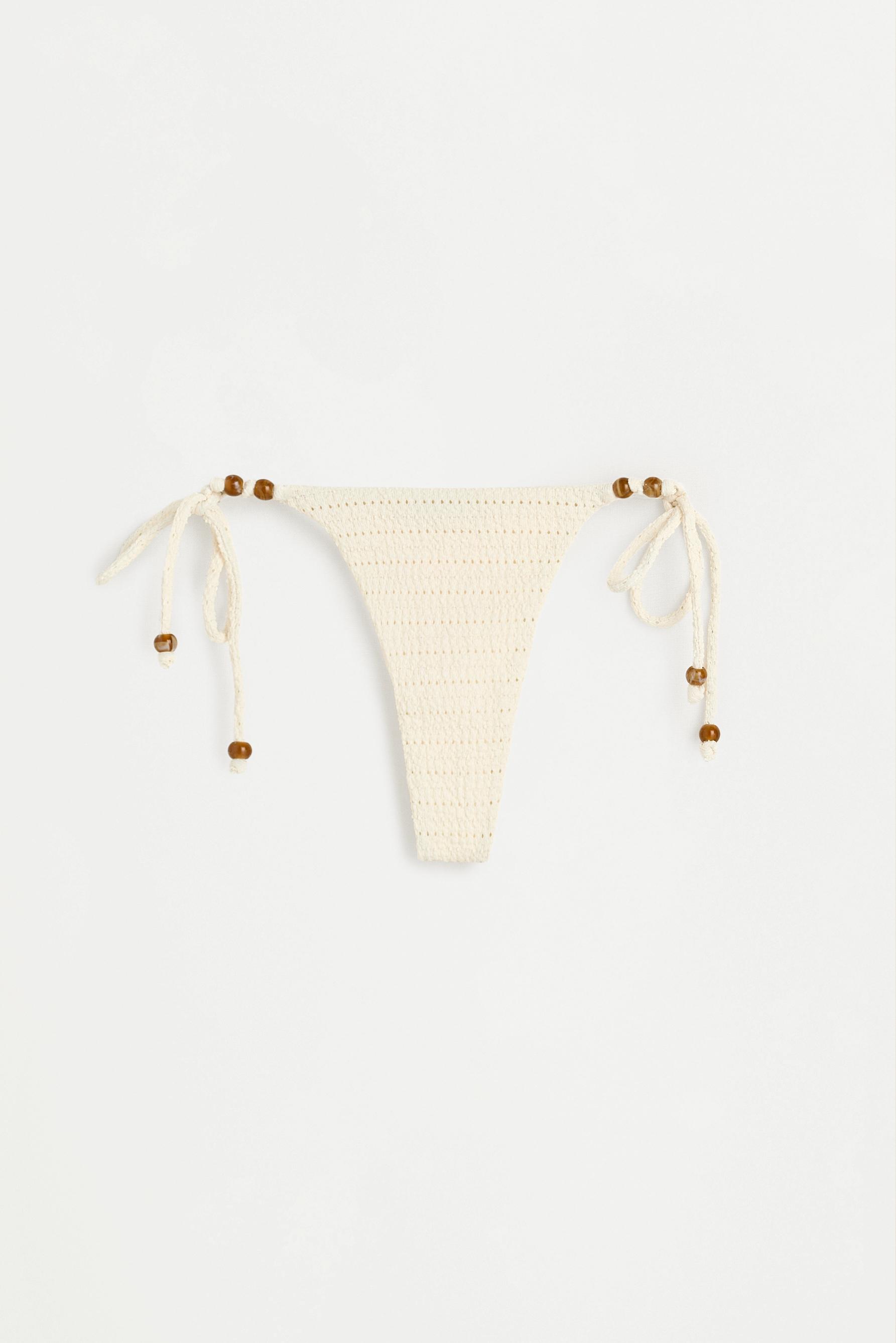 Beaded bikini thong — WHITE