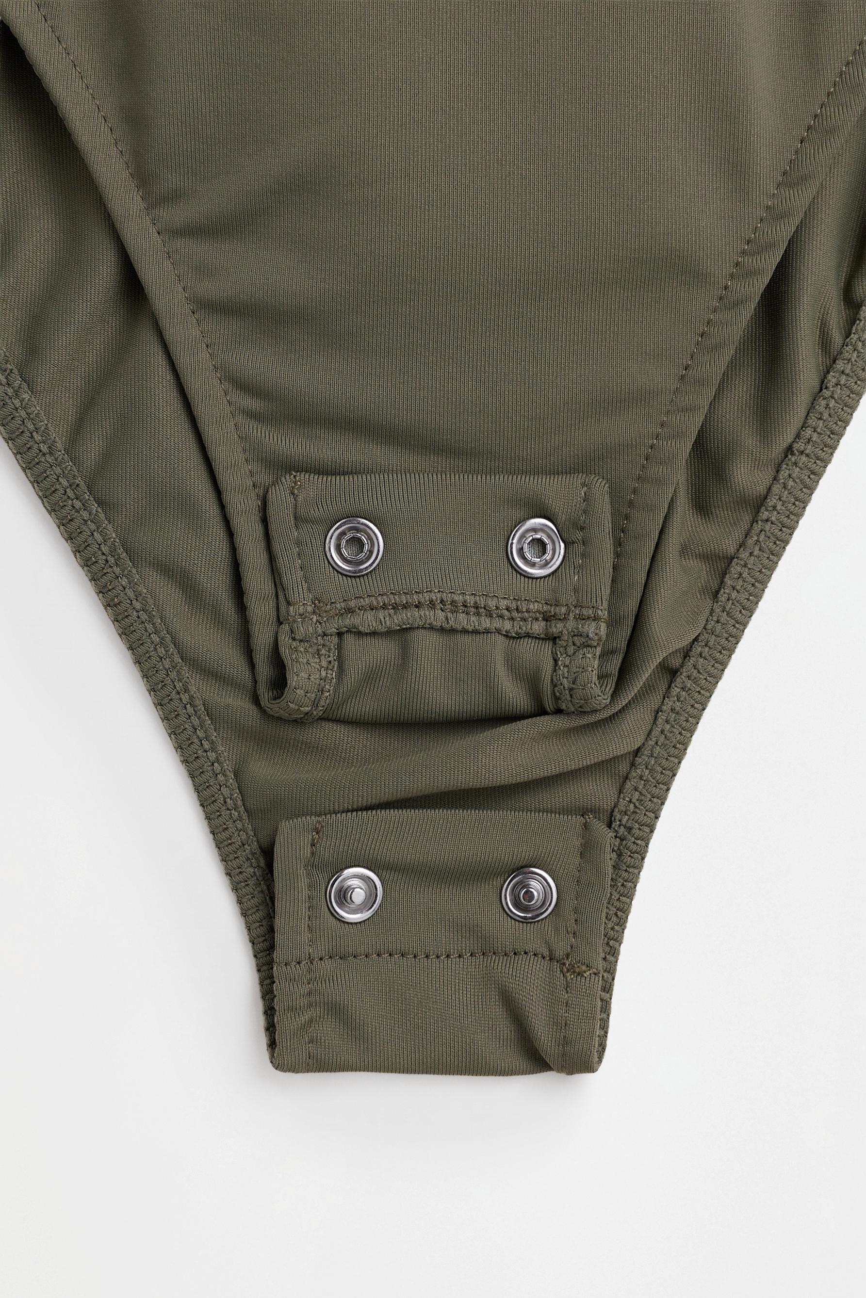 Short sleeve polyamide bodysuit — KHAKI