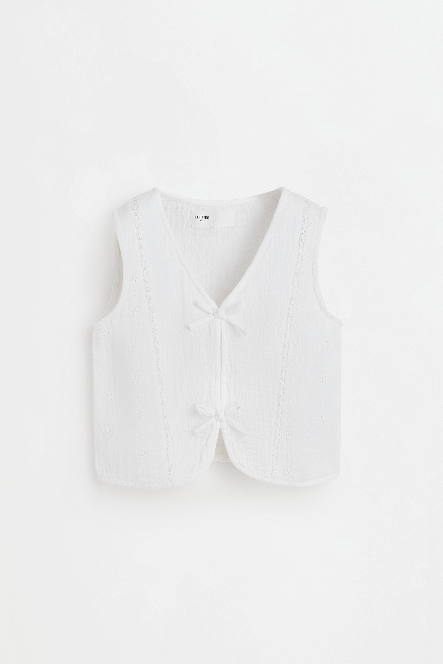 Swiss embroidery vest — OFF WHITE