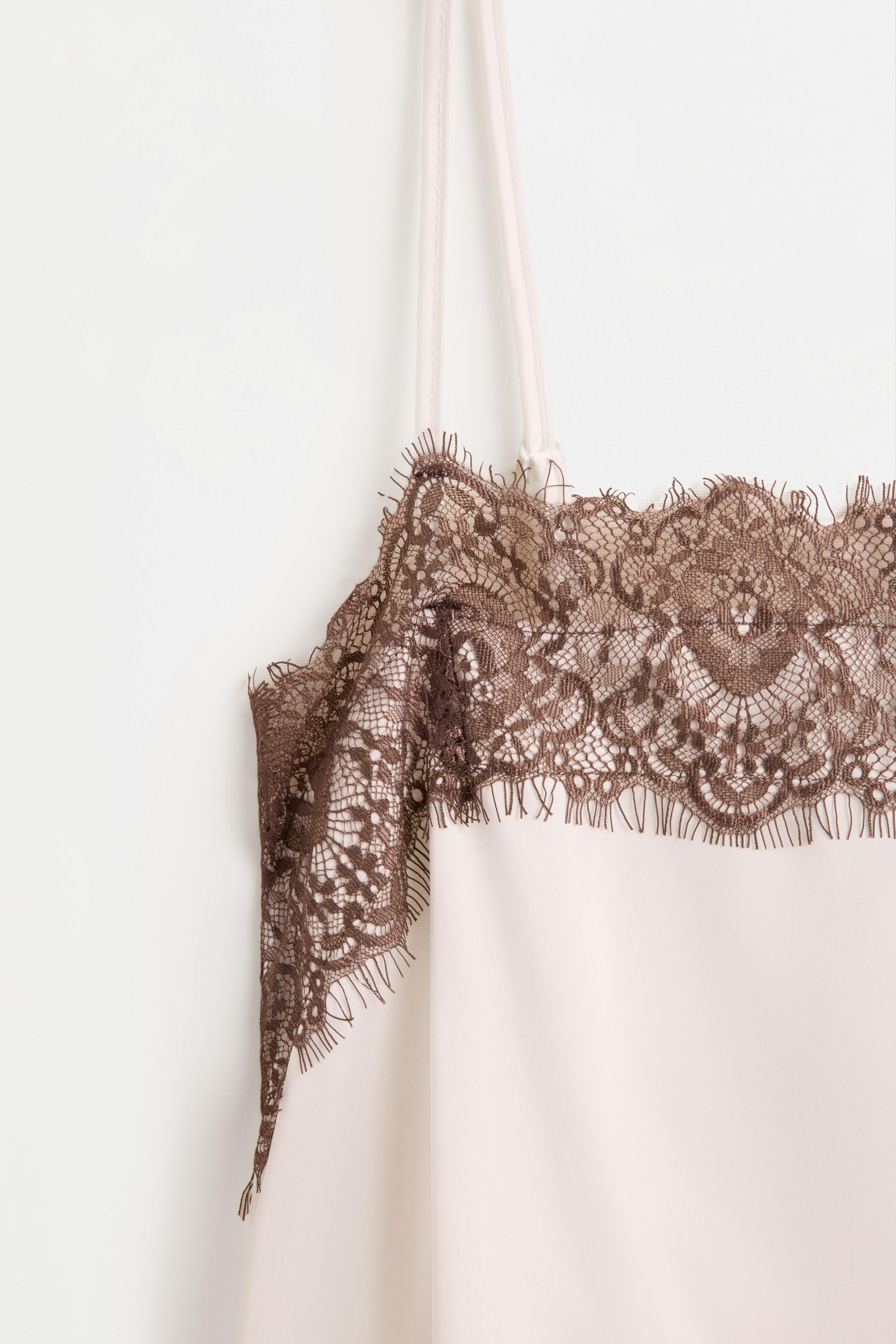 Satin lace top — WHITE