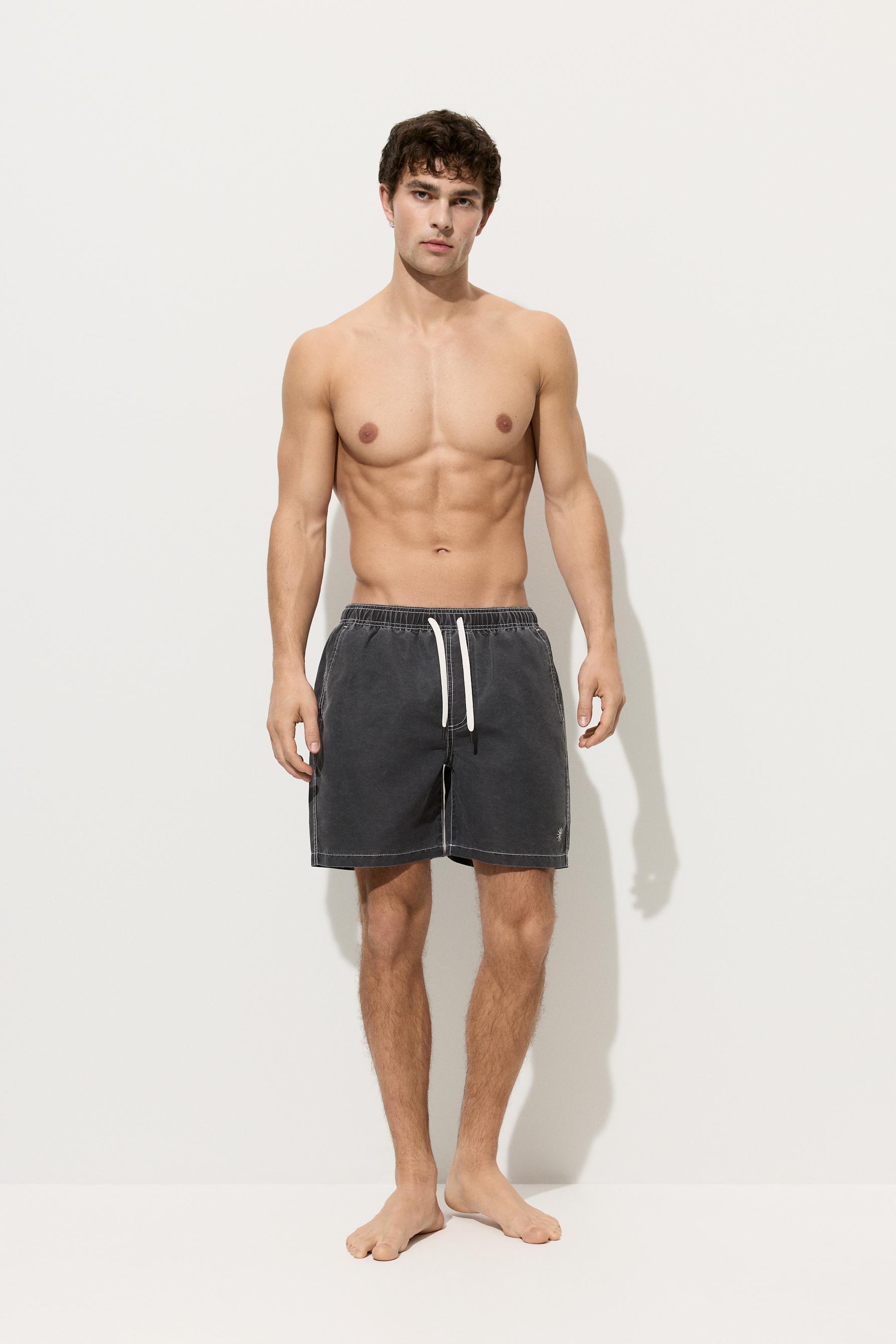 Faded-effect regular swimsuit — BLACK