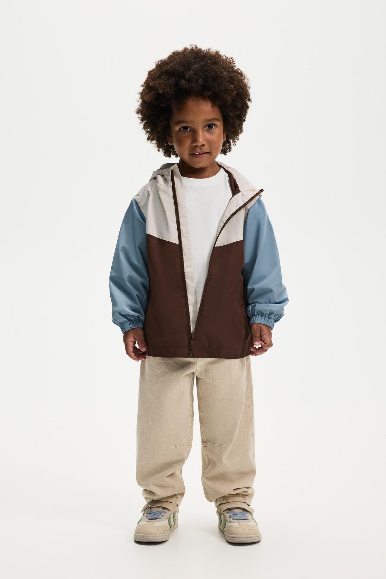 Color block windbreaker jacket — DARK BROWN