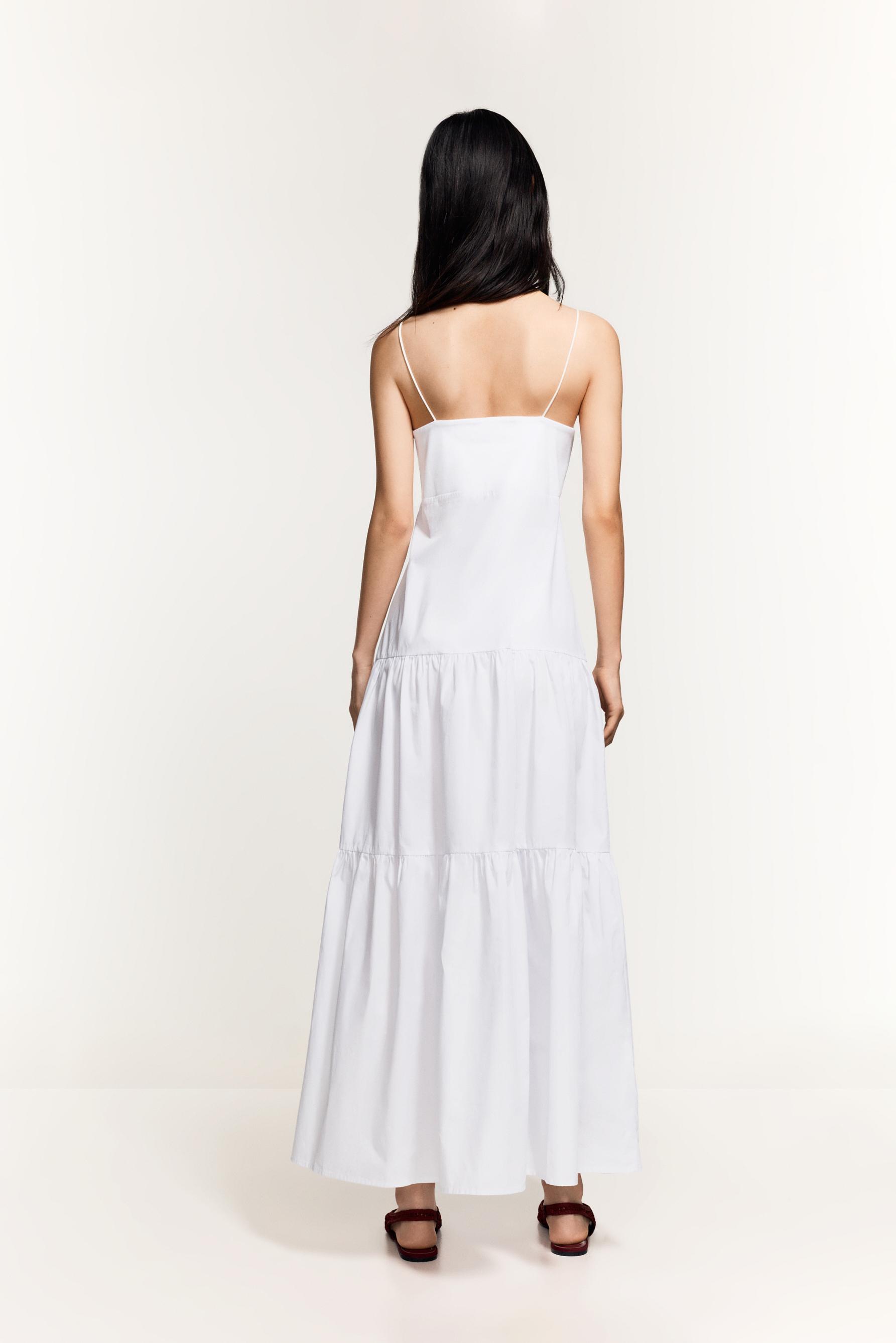 Midi dress with straps — WHITE