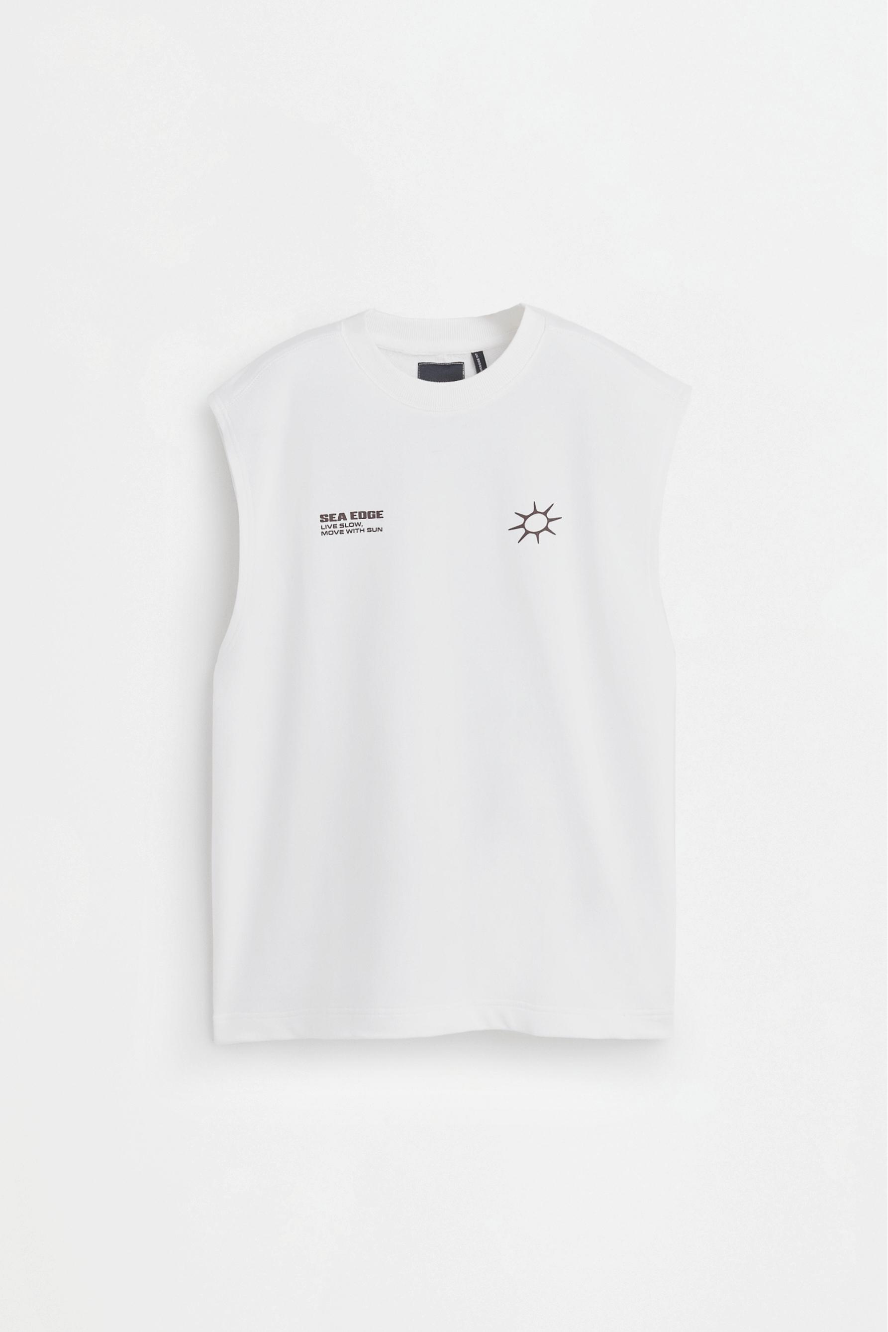Printed sleeveless sweatshirt — WHITE