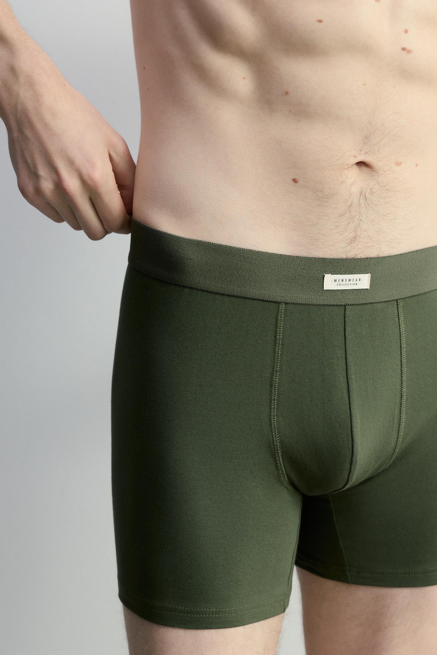 3-pack of long basic boxers — KHAKI
