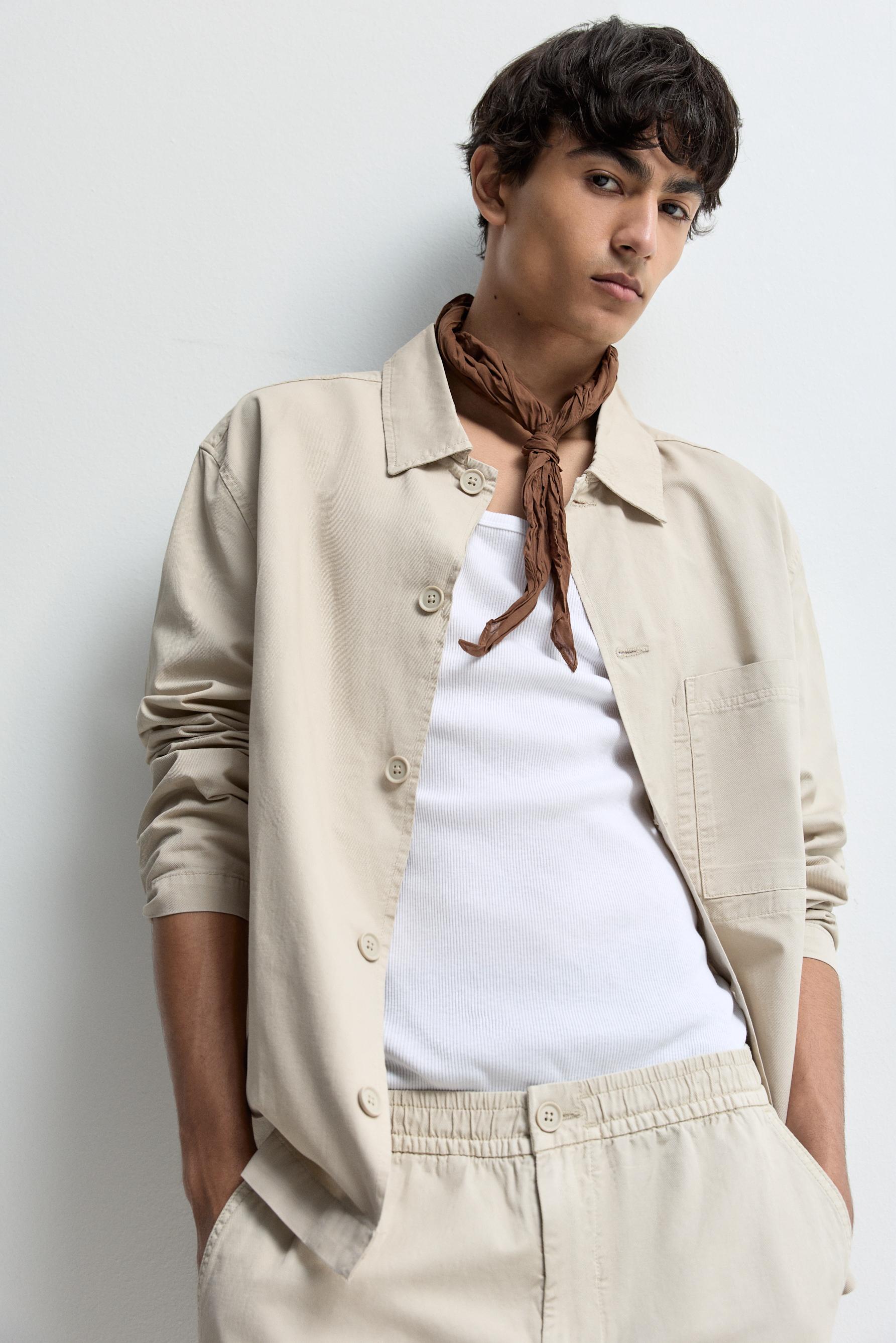 Linen blend overshirt — BEIGE