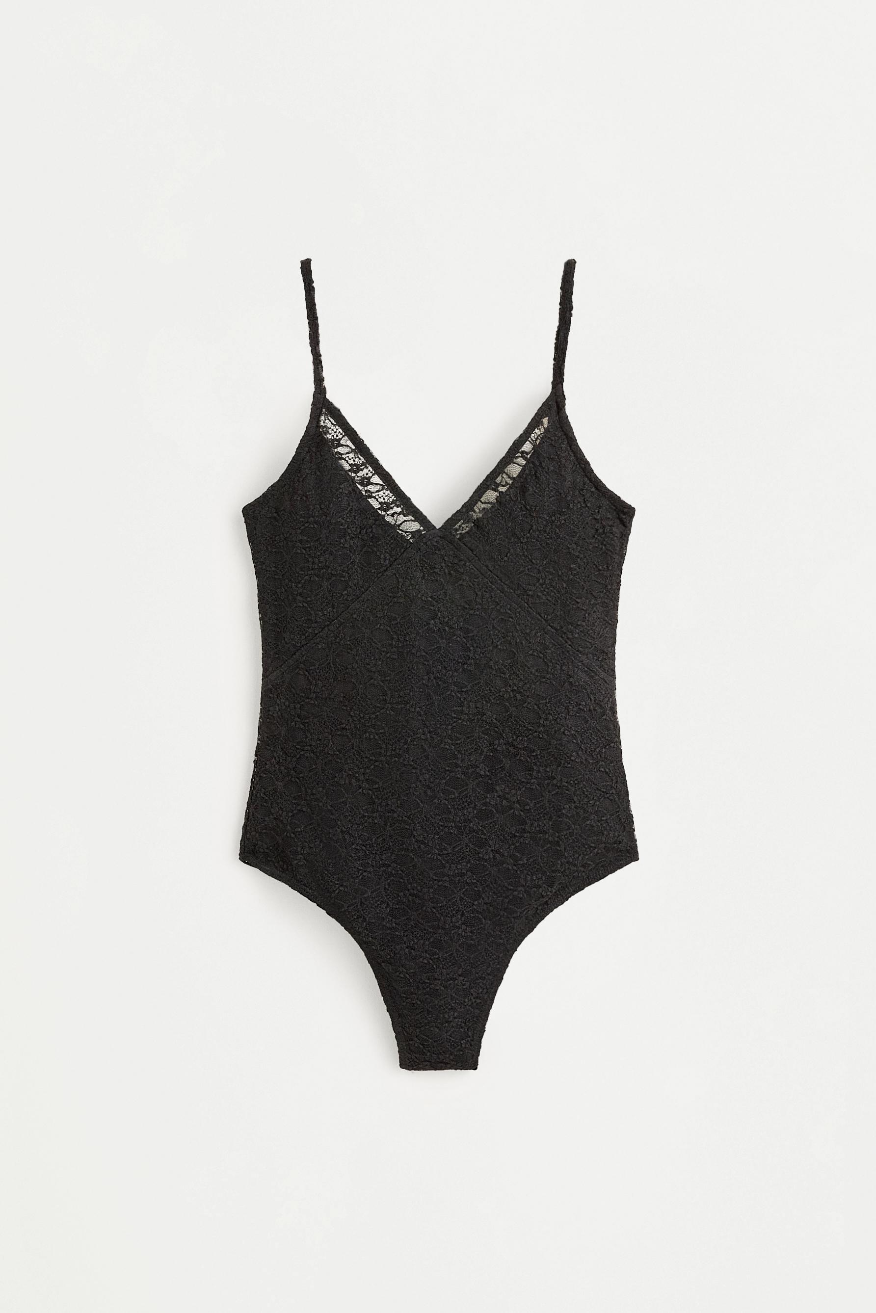 Lace bodysuit — BLACK