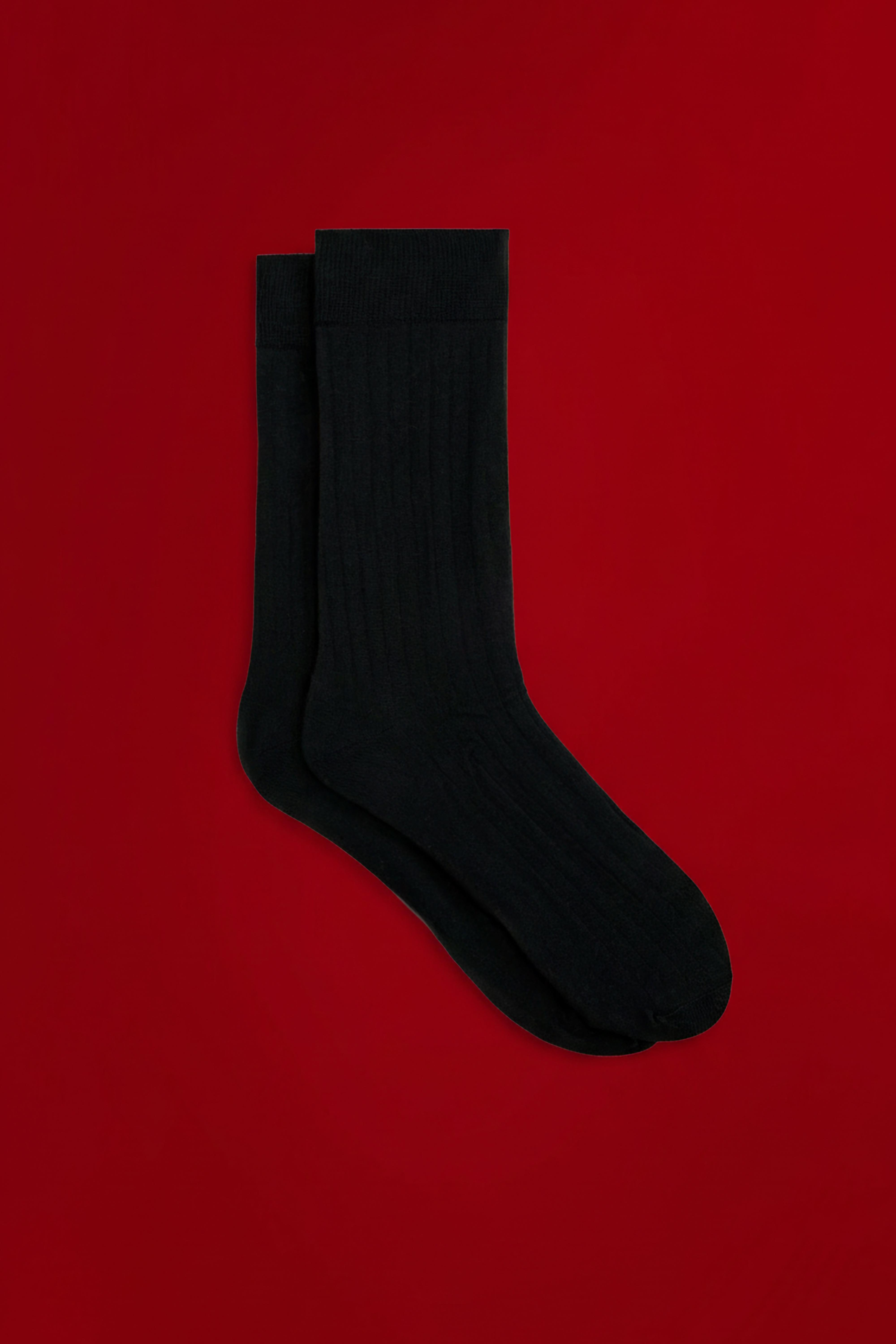 Lefties Edition mercerised cotton long socks (Pack 2) — BLACK