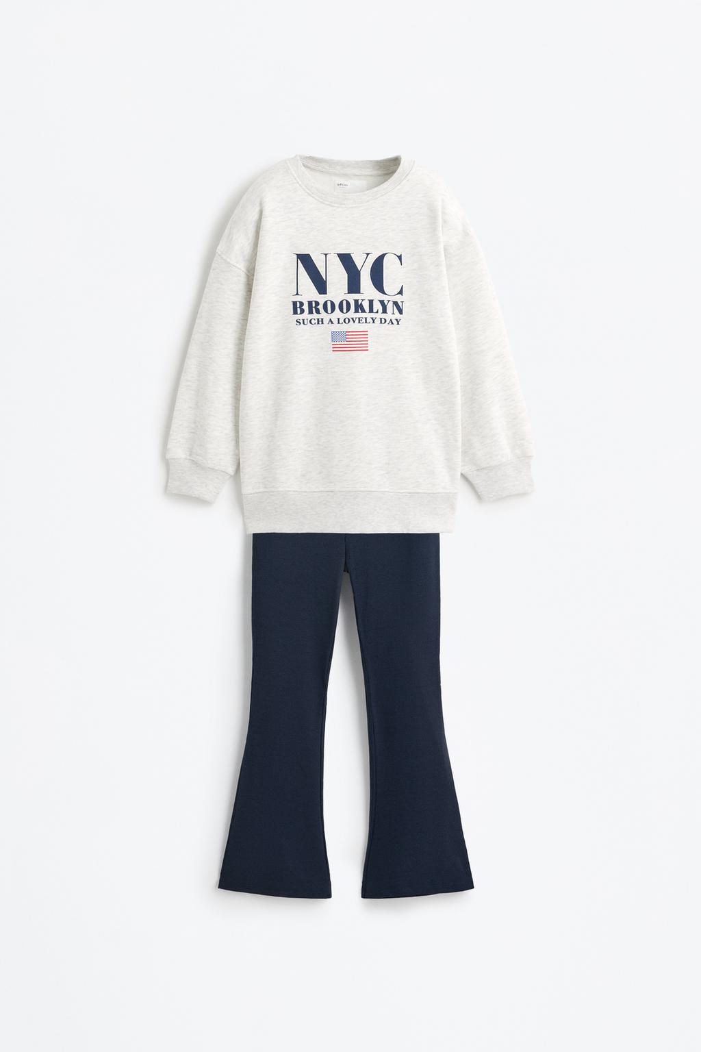 Sweatshirt and bell bottom leggings co-ord