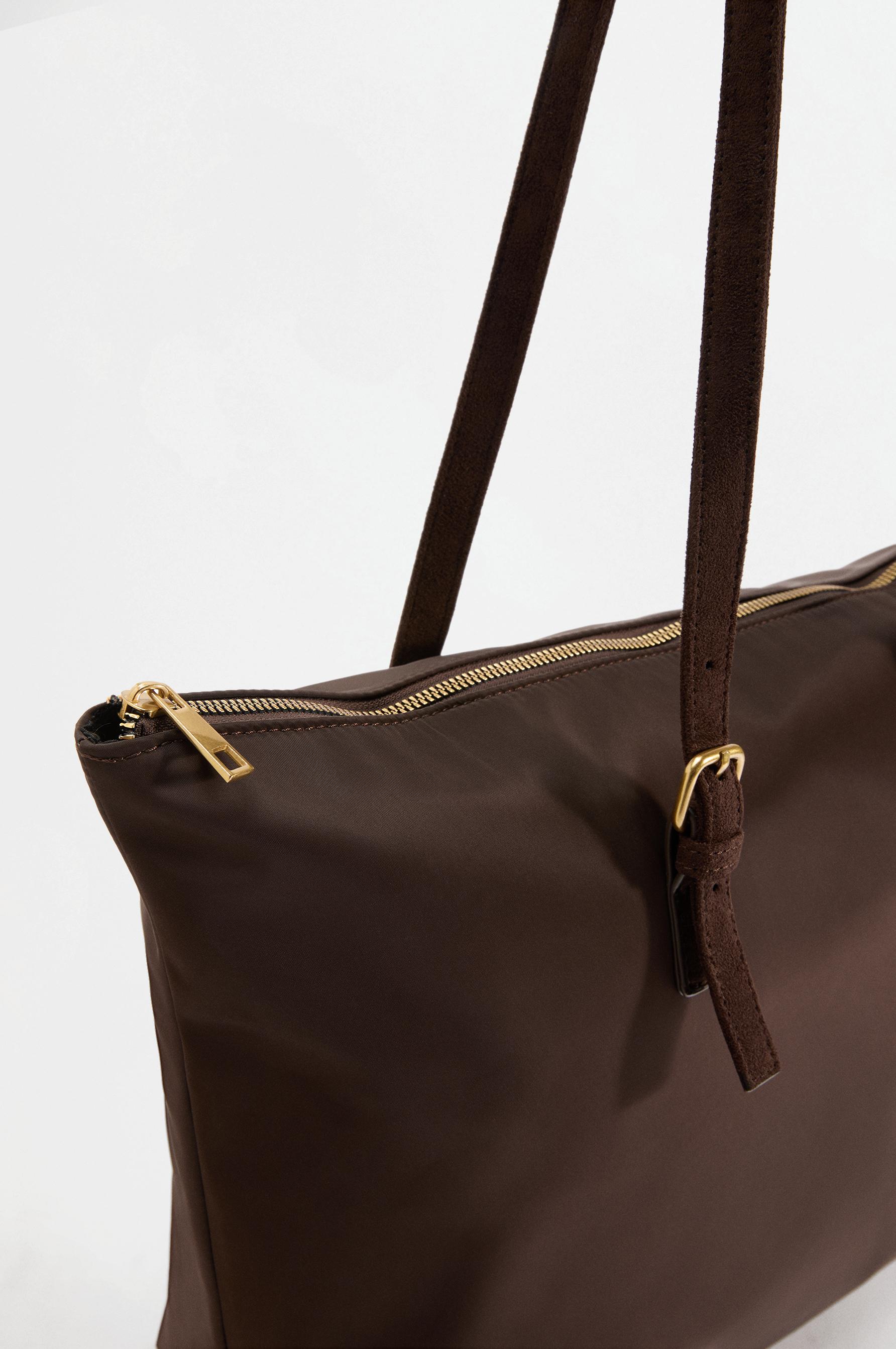 Nylon shopper bag — BROWN