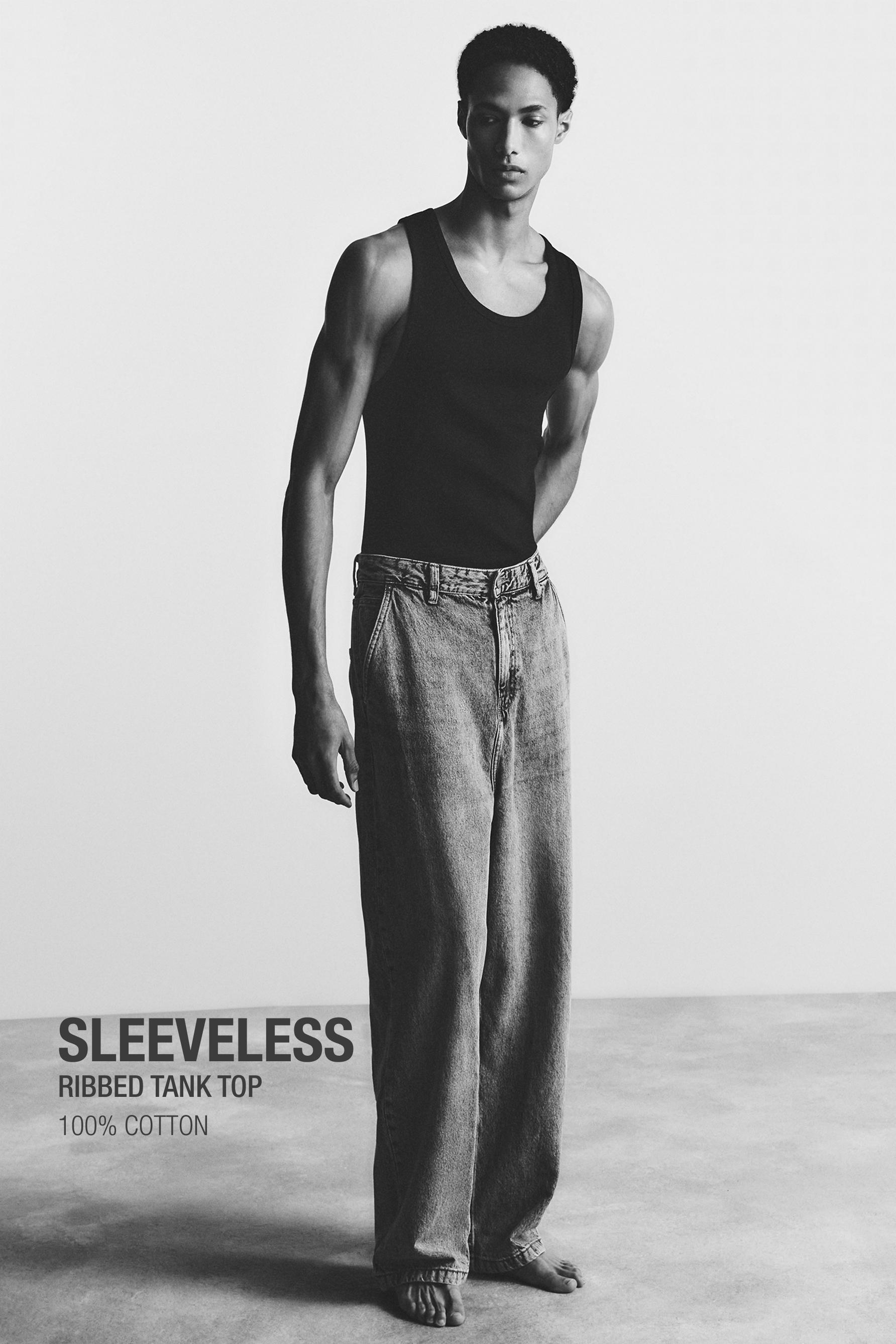 Ribbed vest top — BLACK