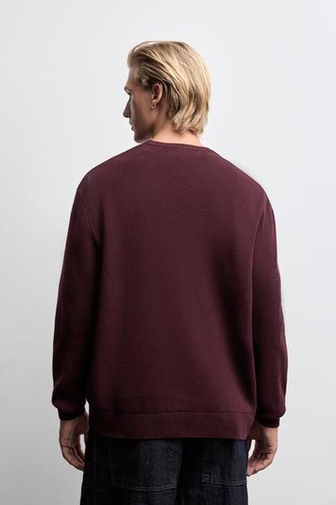 Compact knit sweater — BURGUNDY 4